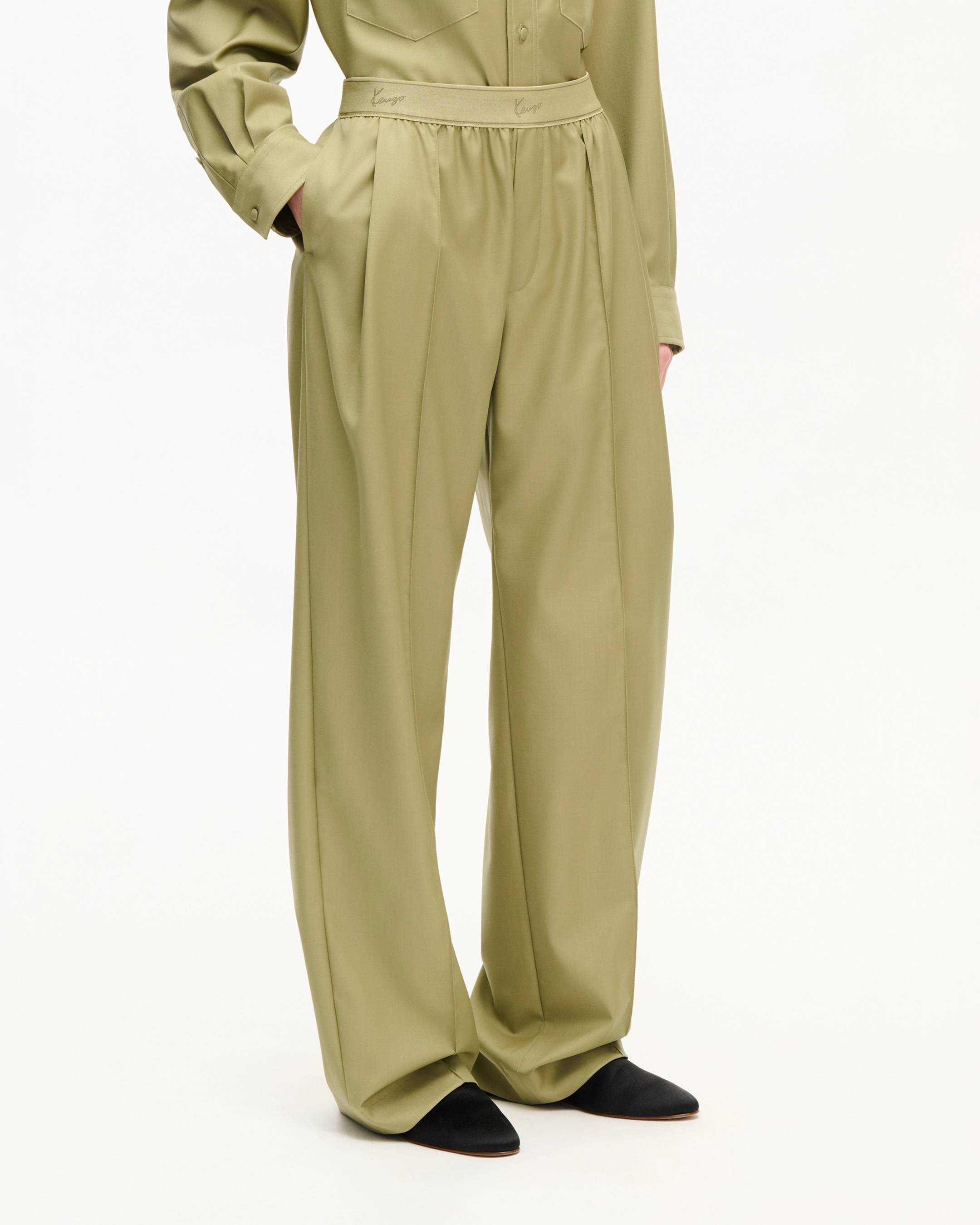 Pantalon &eacute;lastiqu&eacute; en laine vierge