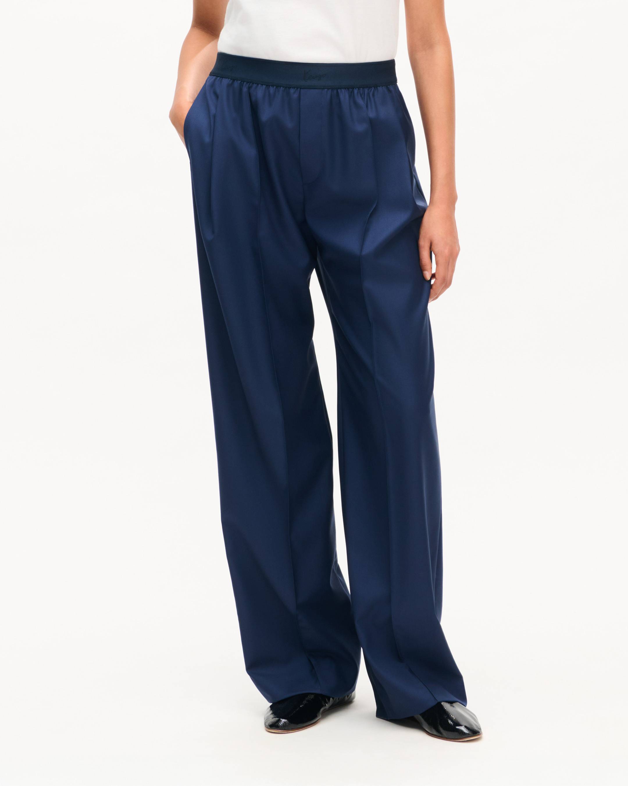 Elasticated pants in virgin wool