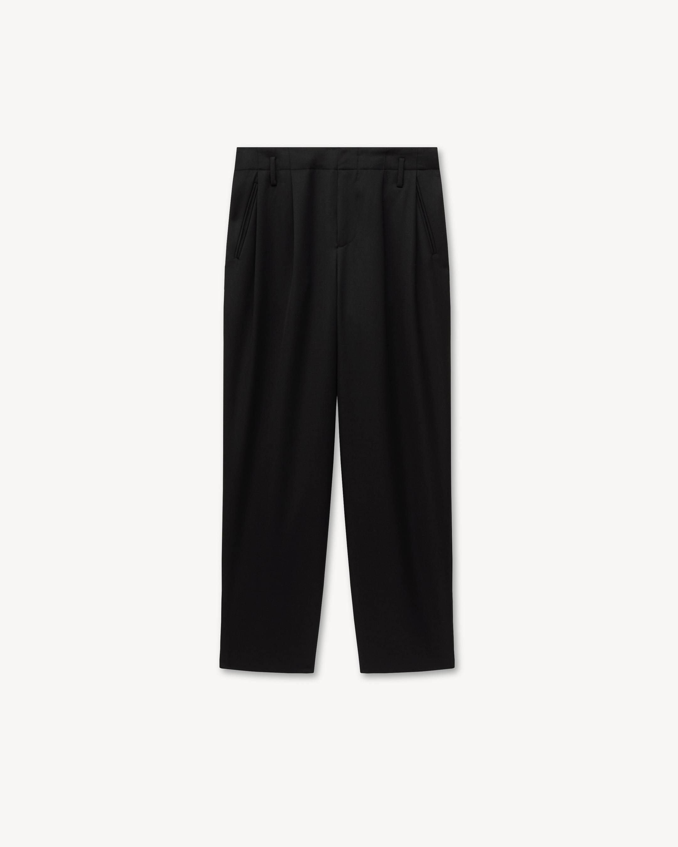 Tailored pleated loose pants in wool and silk