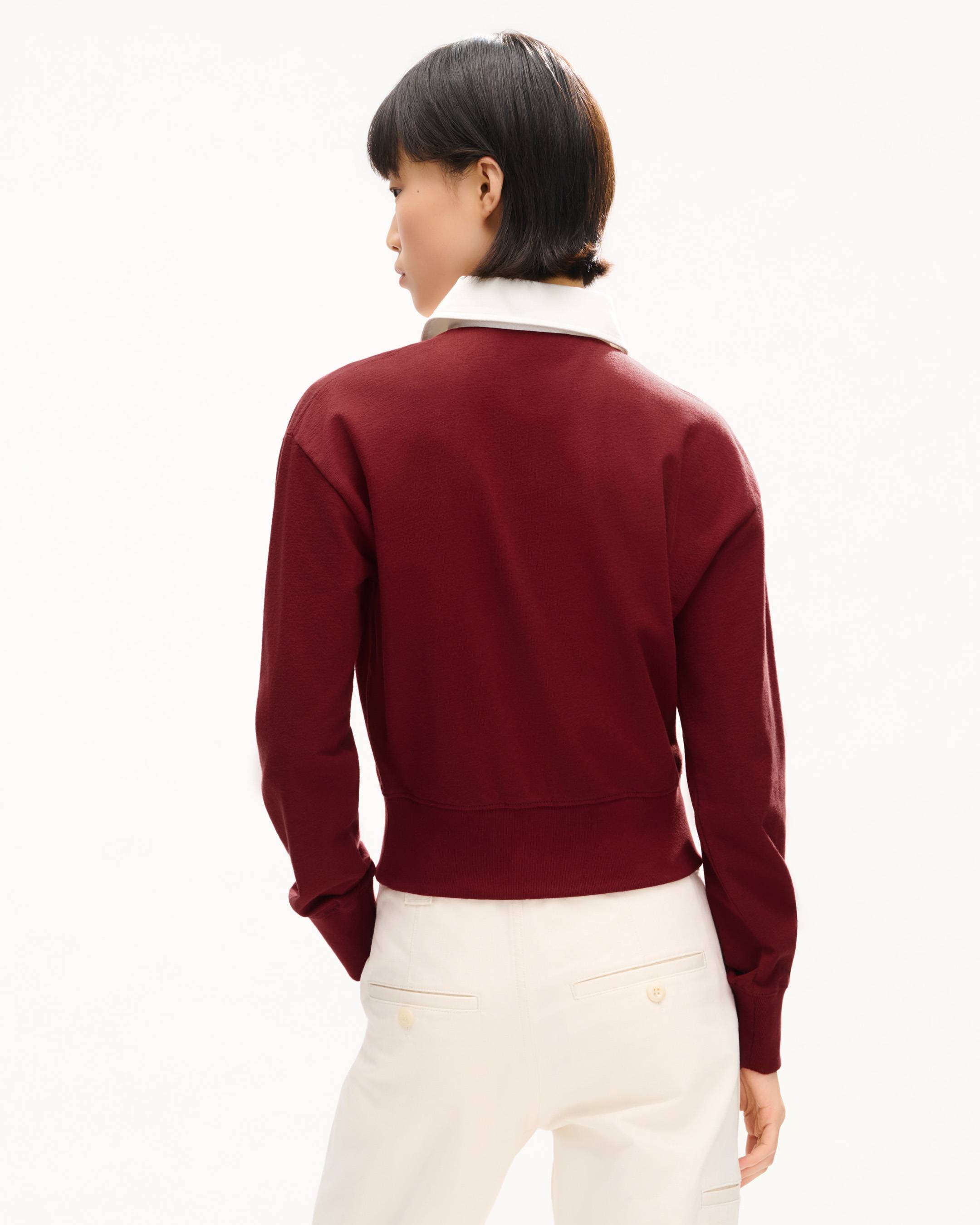 'KENZO Varsity' embroidered long sleeve polo in heavy cotton