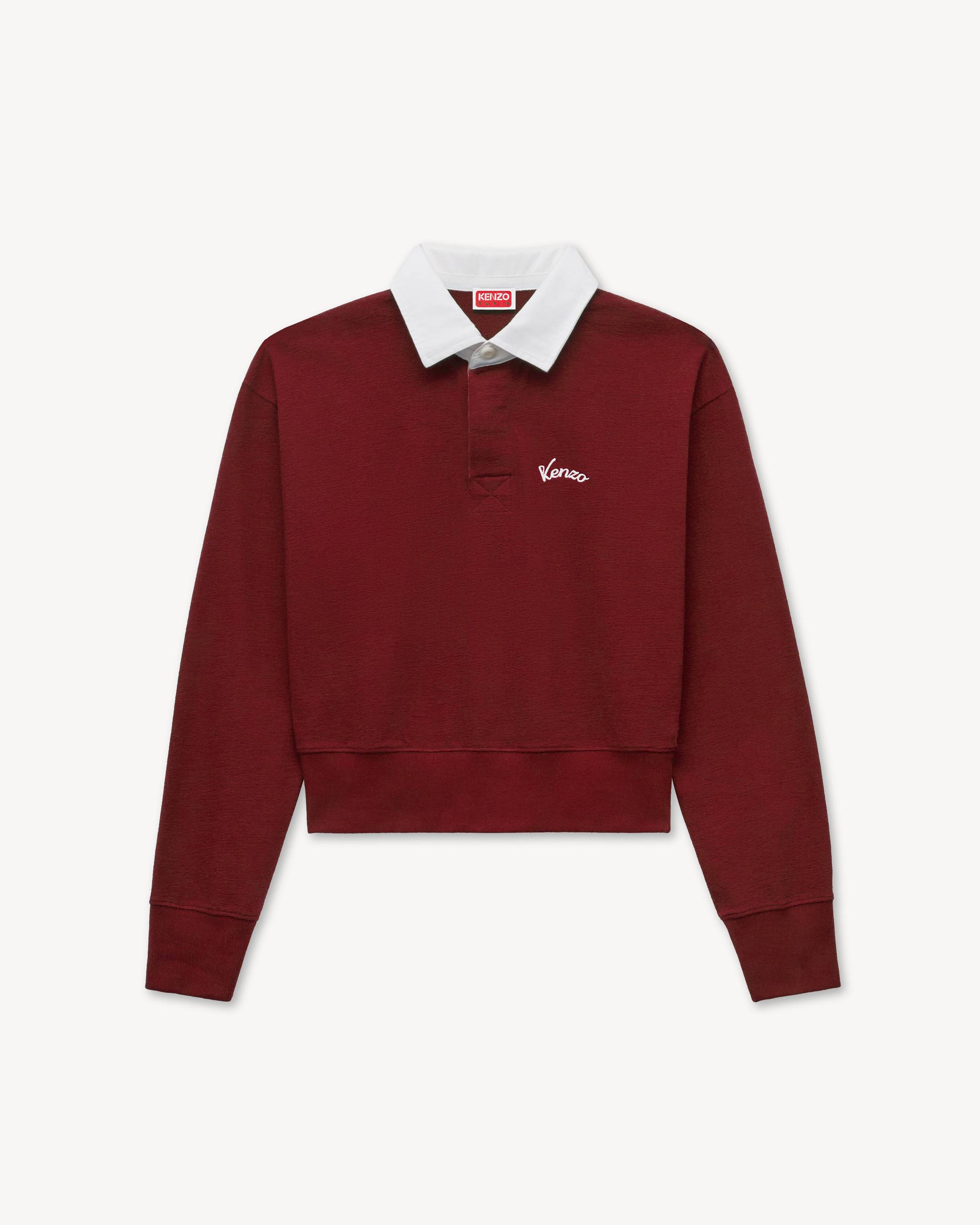 'KENZO Varsity' embroidered long sleeve polo in heavy cotton