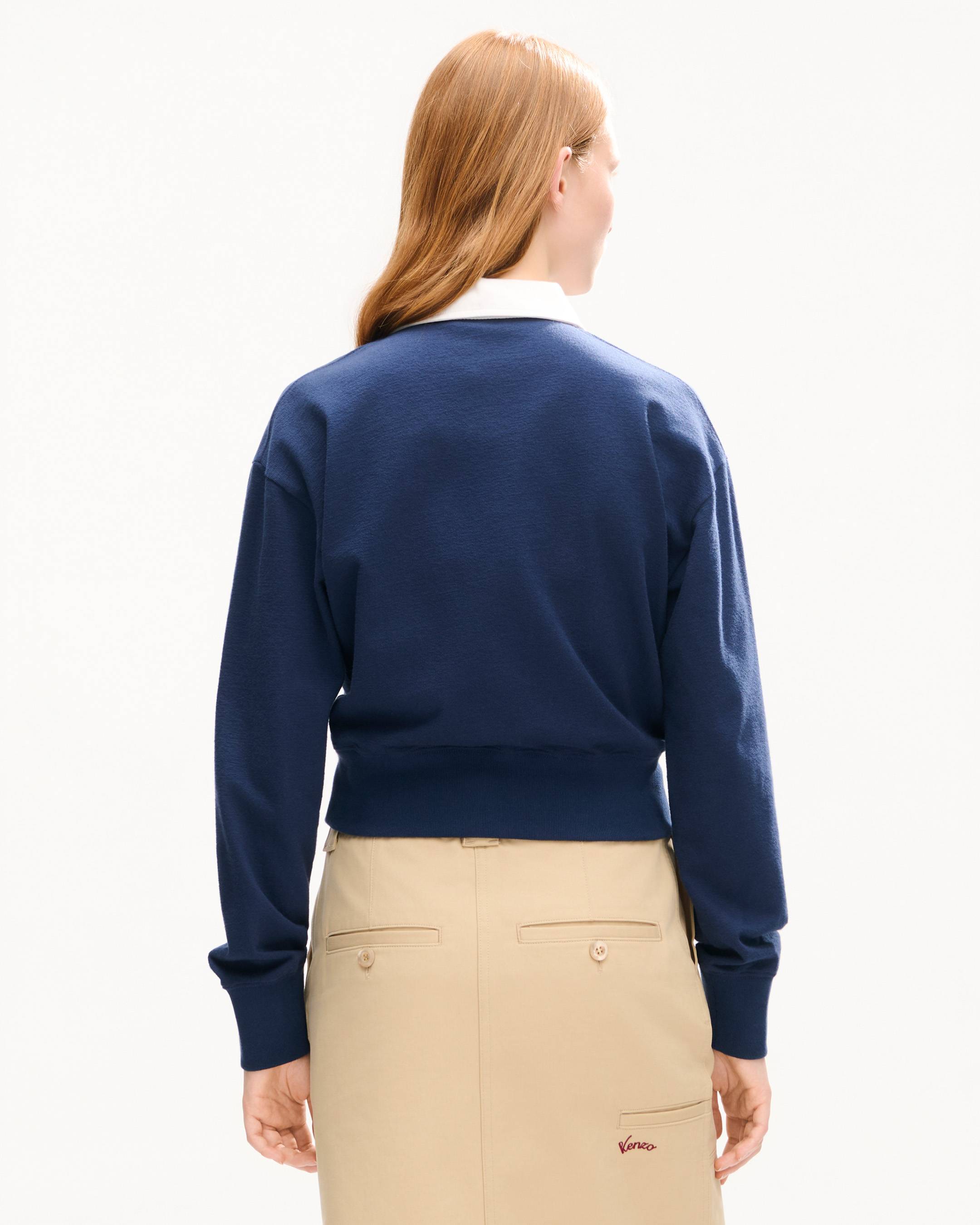 'KENZO Varsity' embroidered long sleeve polo in heavy cotton