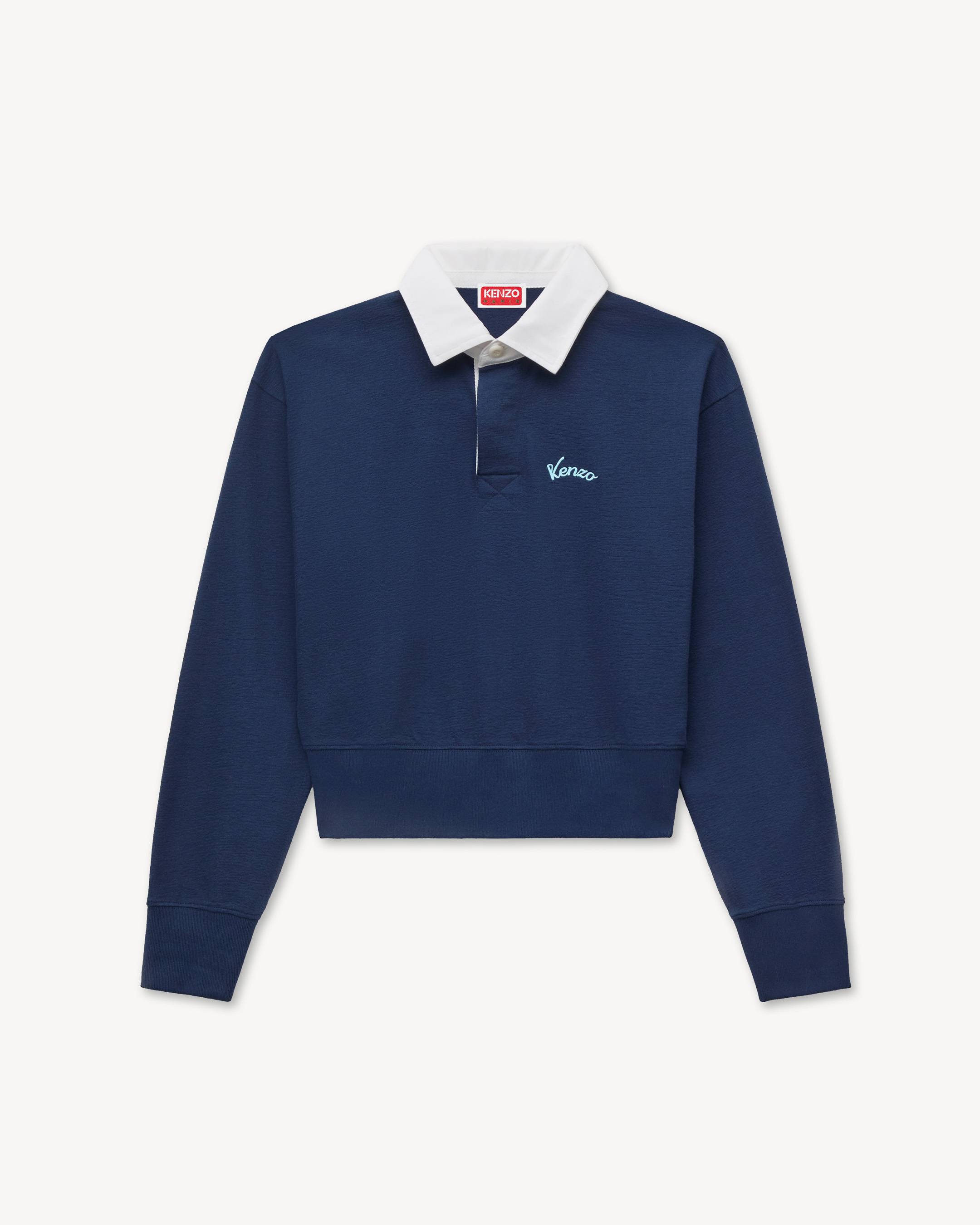 'KENZO Varsity' embroidered long sleeve polo in heavy cotton