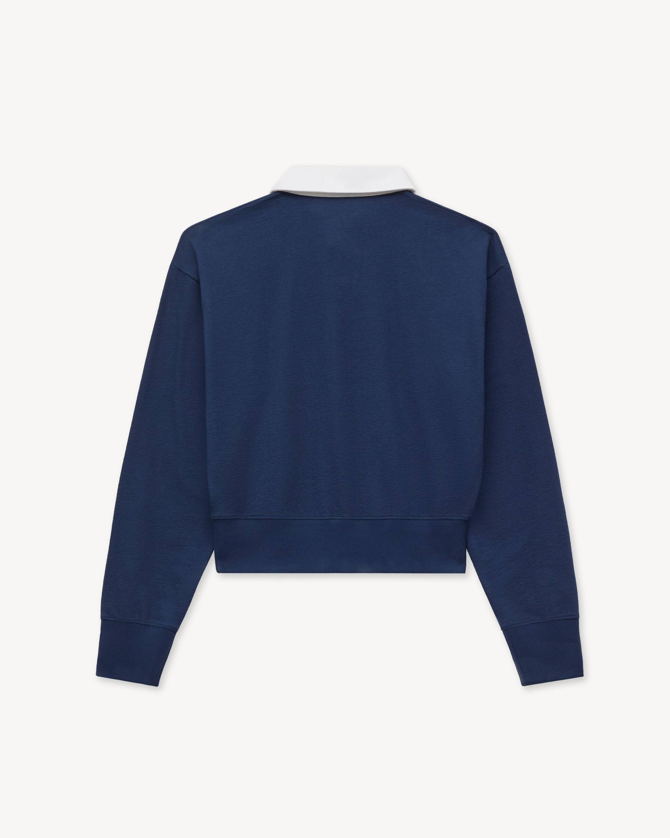 'KENZO Varsity' embroidered long sleeve polo in heavy cotton