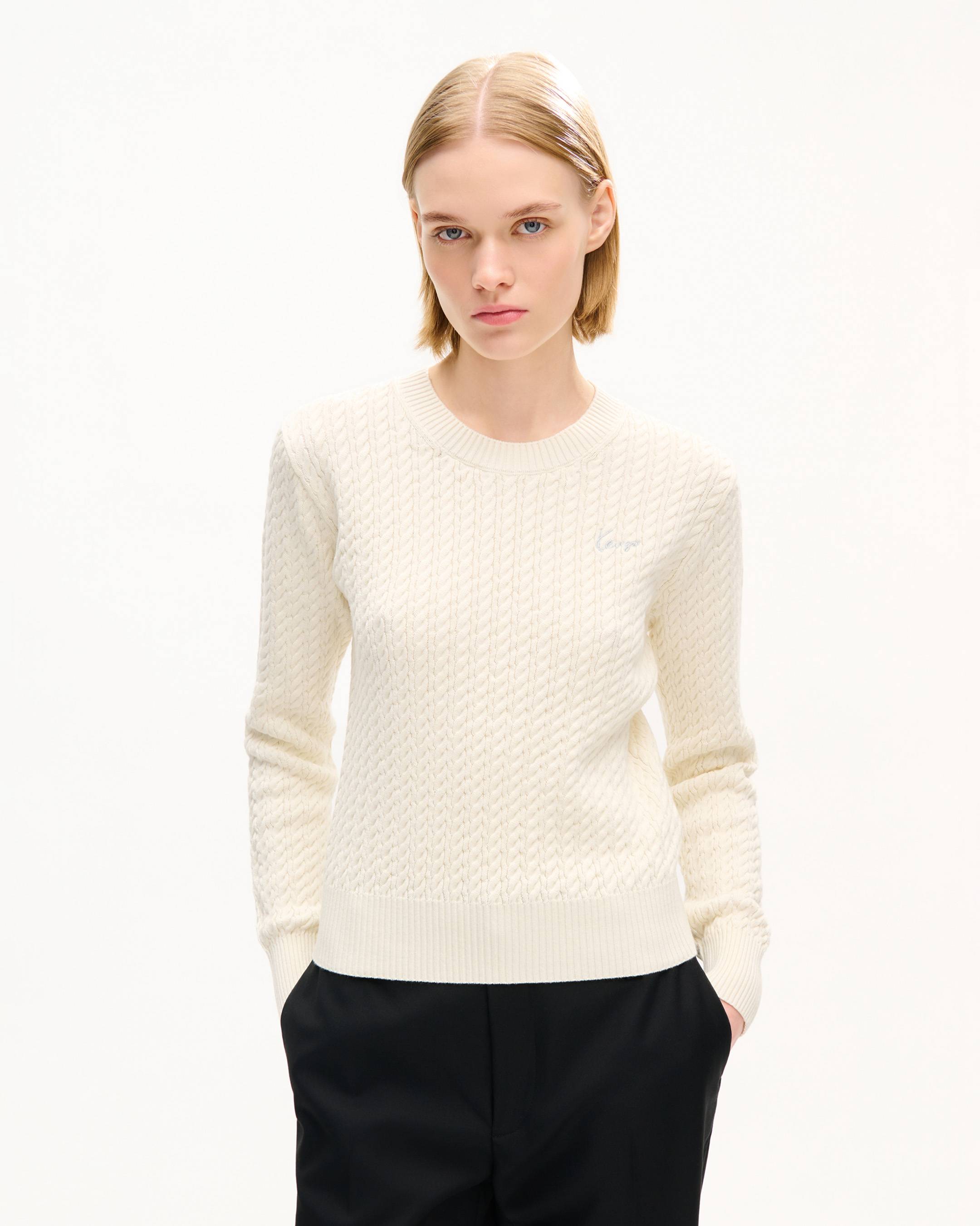 Jersey de punto de lana de algod&oacute;n amplio bordado 'KENZO Signature'