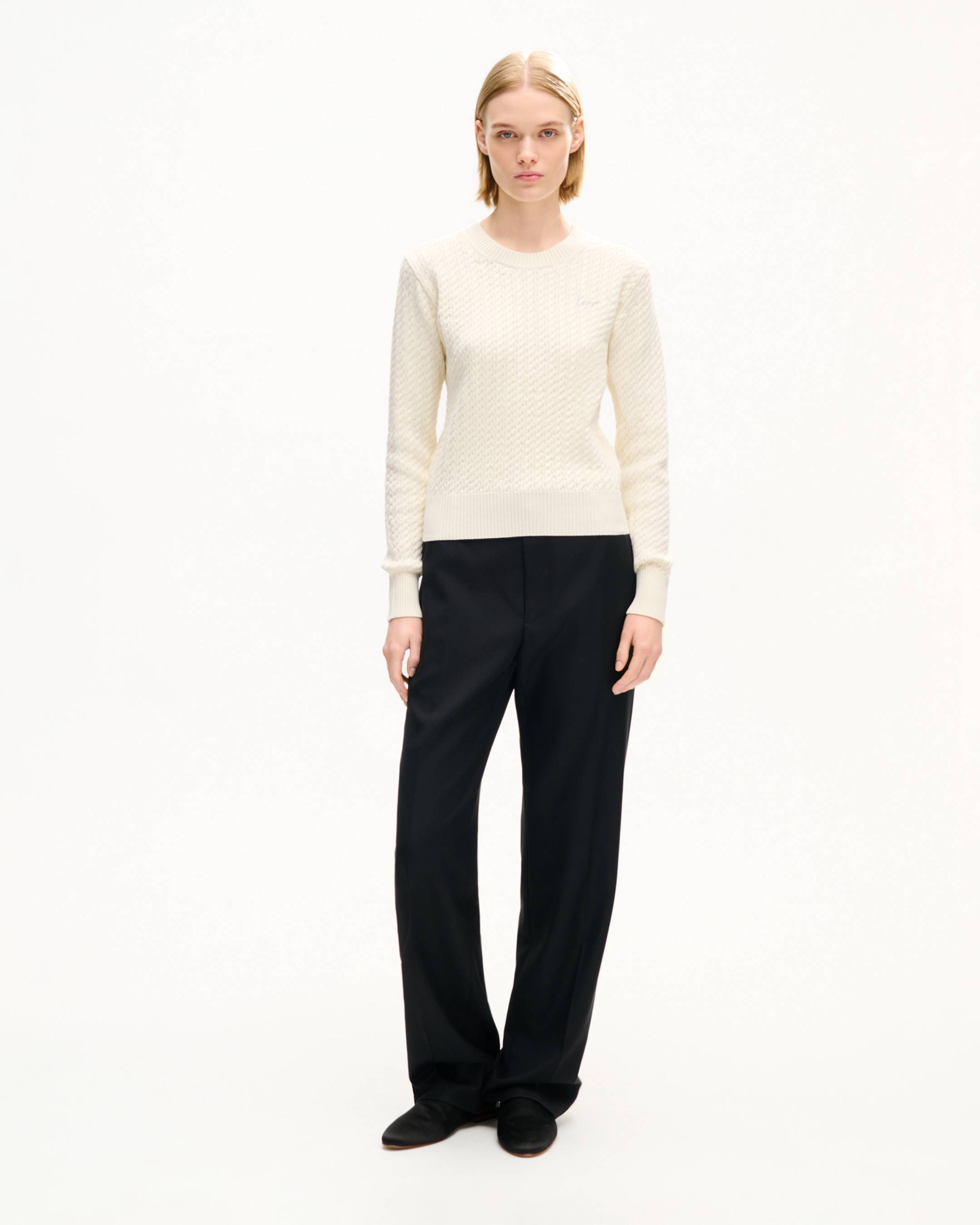 'KENZO Signature' embroidered loose knit jumper in cotton wool
