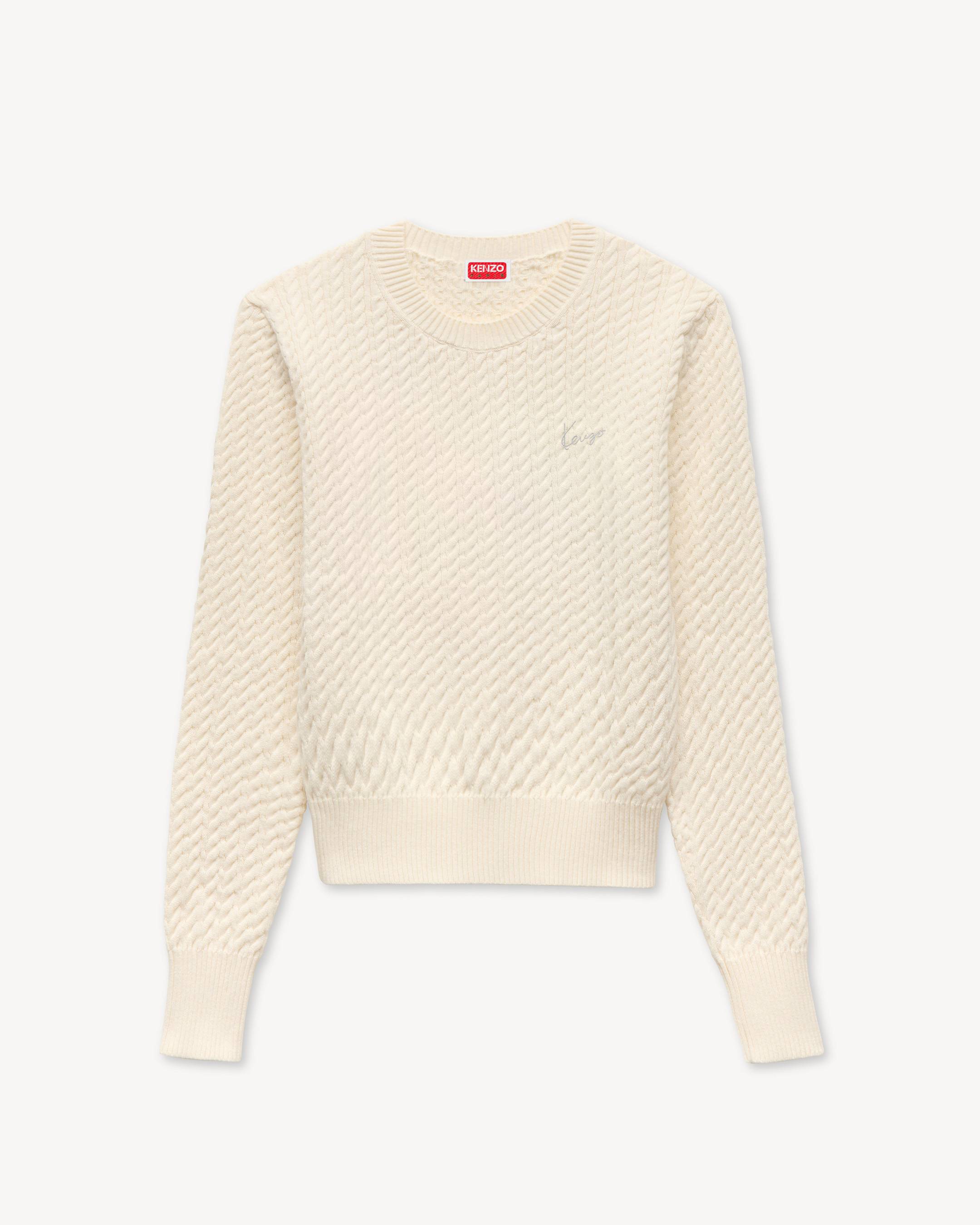 'KENZO Signature' embroidered loose knit jumper in cotton wool