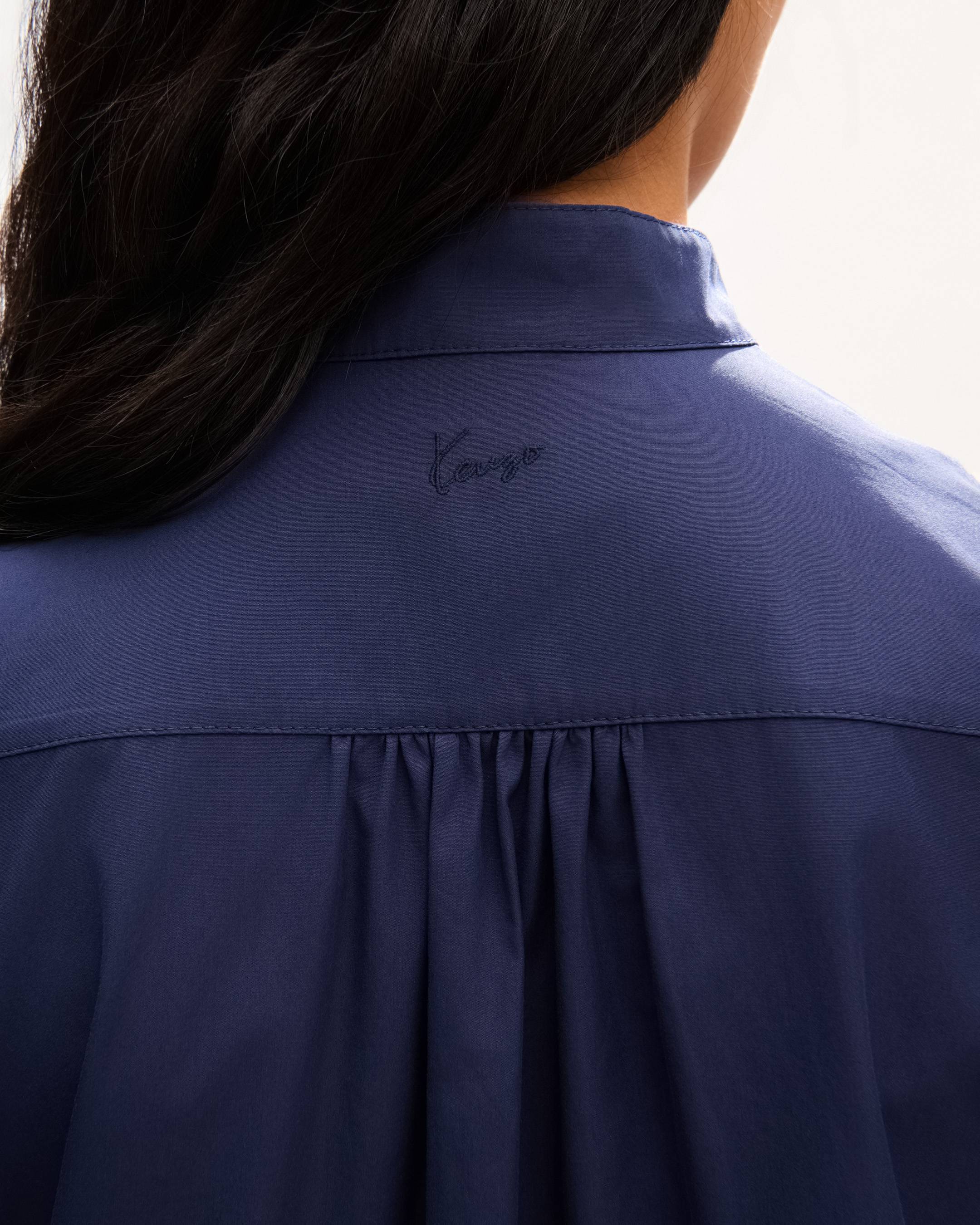 Long sleeve midi dress in light cotton poplin