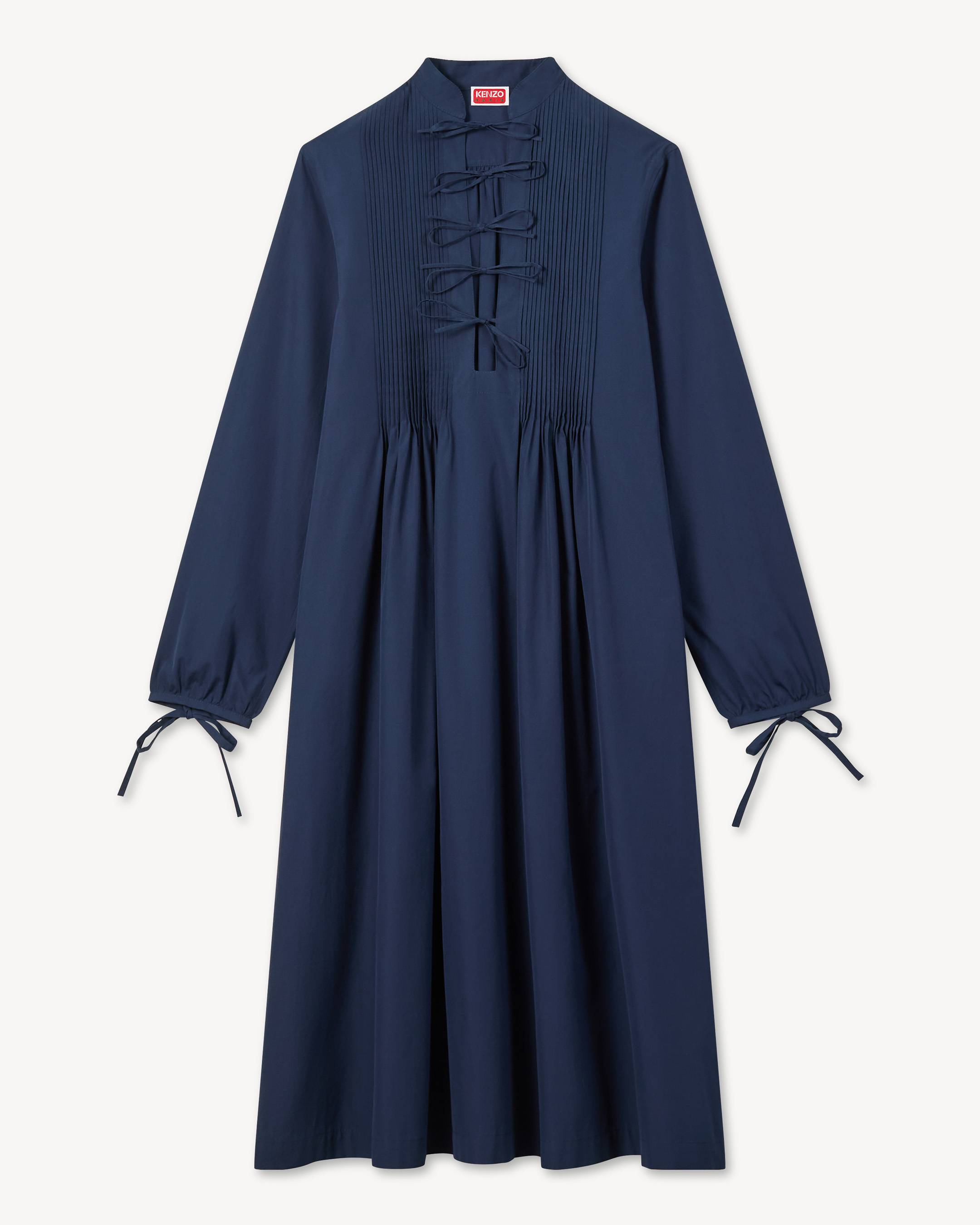 Long sleeve midi dress in light cotton poplin