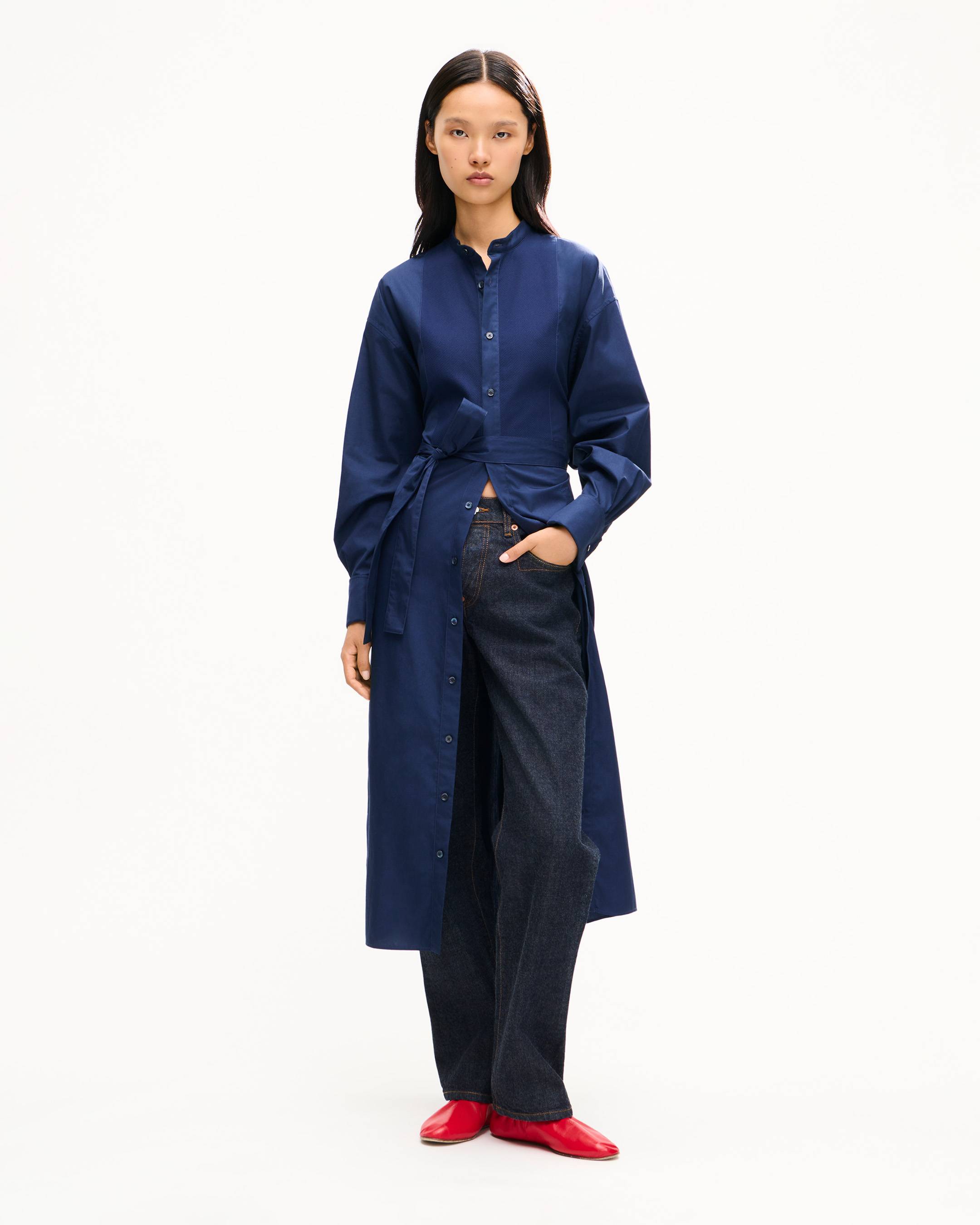 Oversize-Hemdkleid aus Baumwollpopeline