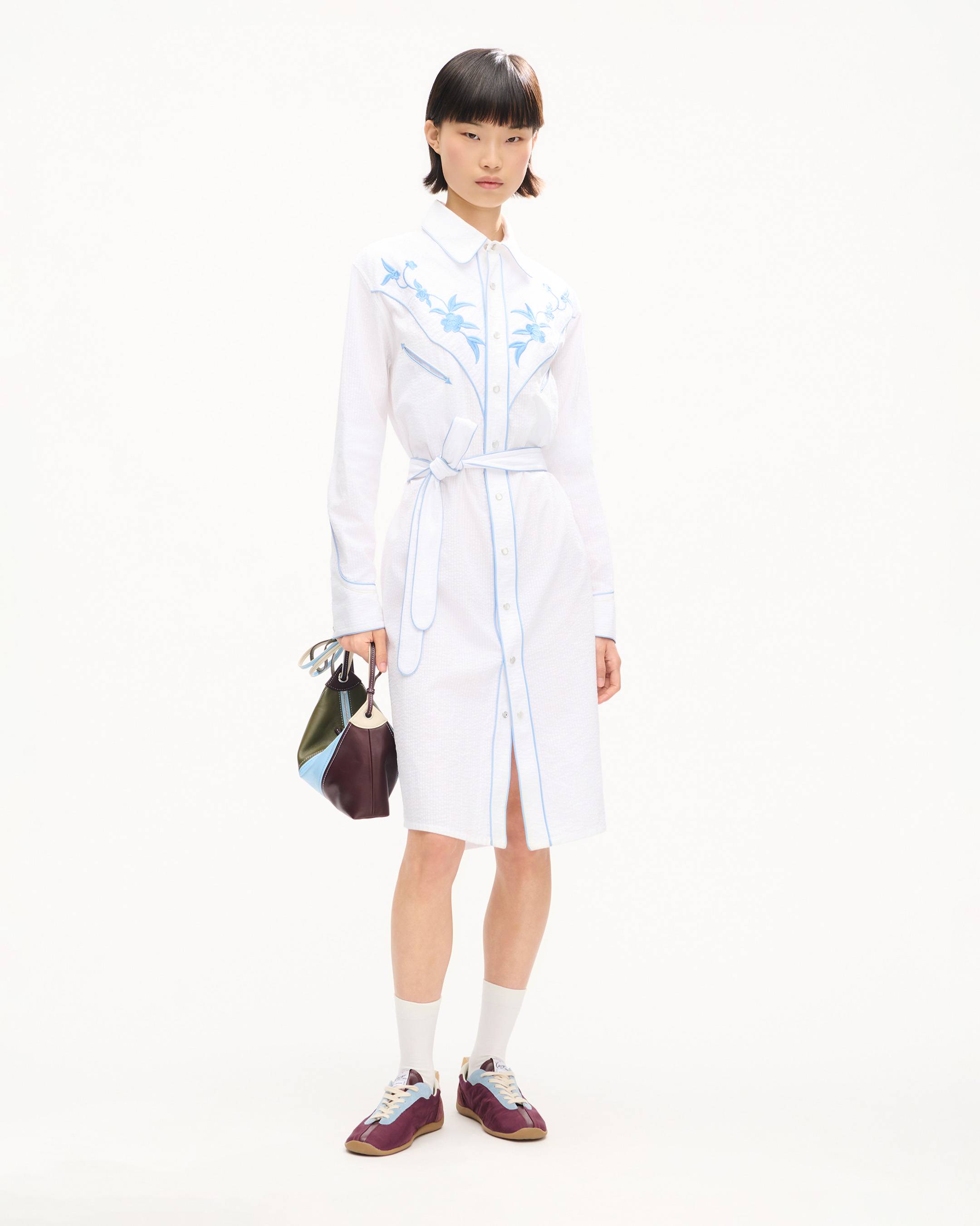 Robe-chemise cowboy 'KENZO Wildflower' en coton seersucker