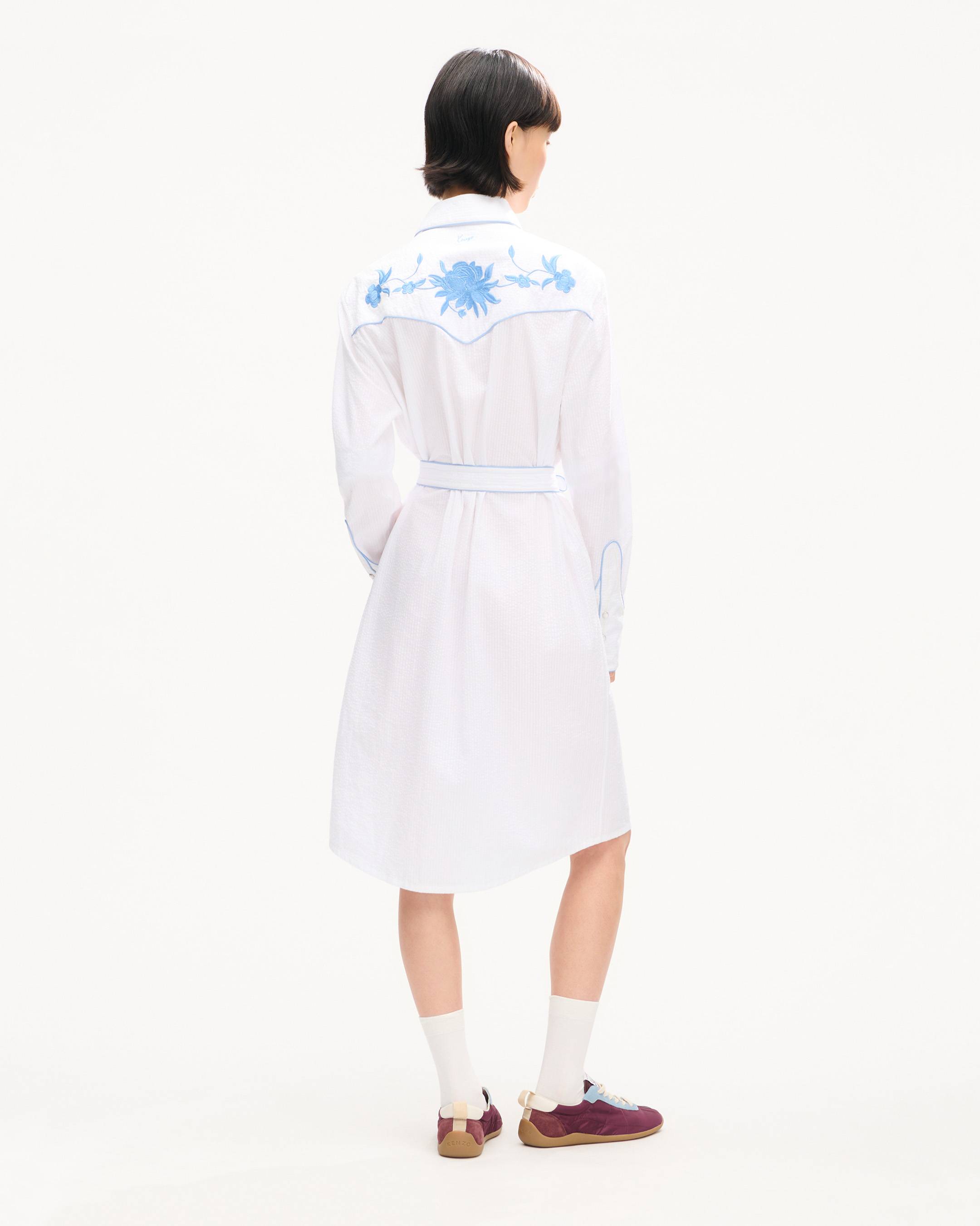 Robe-chemise cowboy 'KENZO Wildflower' en coton seersucker