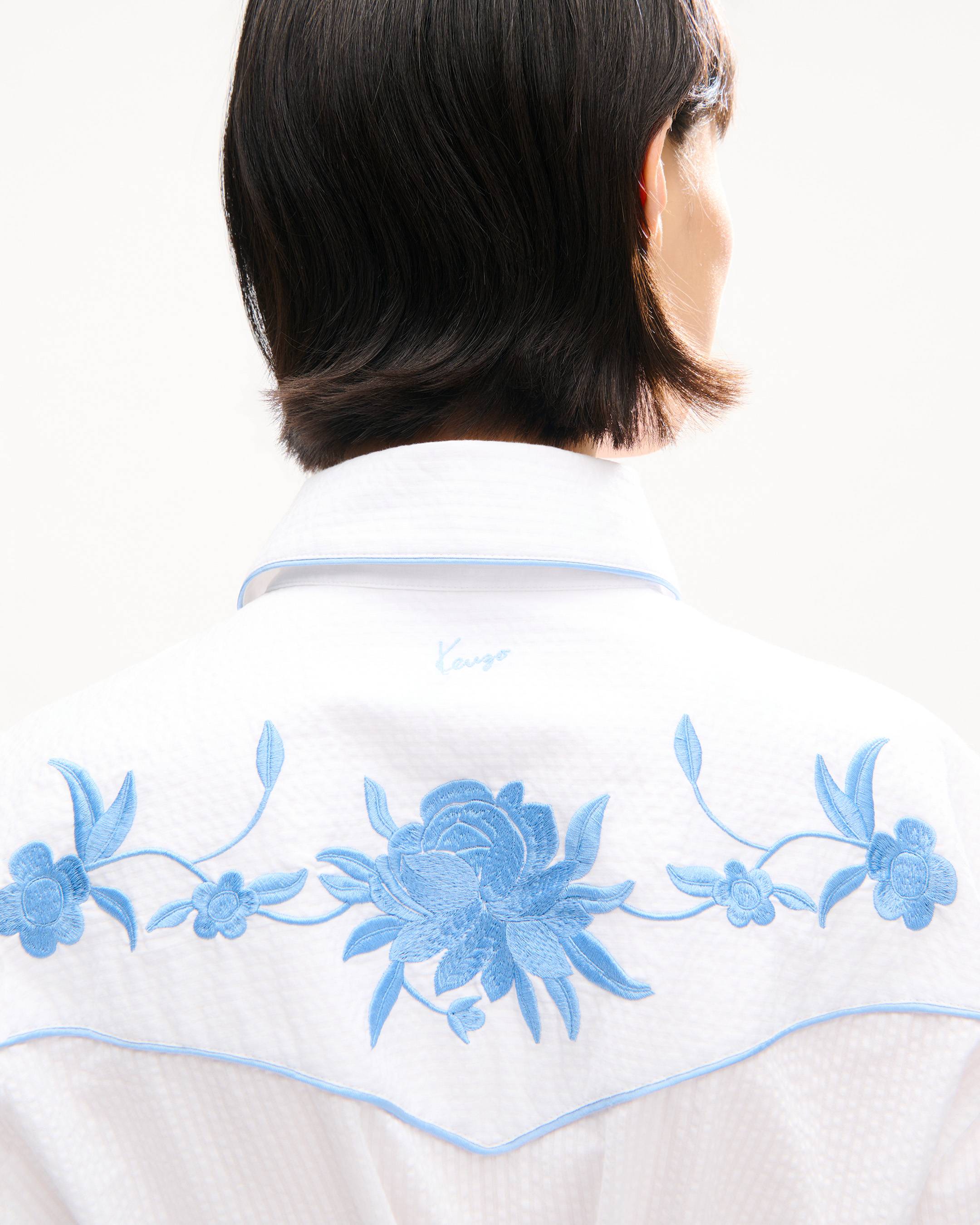 Robe-chemise cowboy 'KENZO Wildflower' en coton seersucker