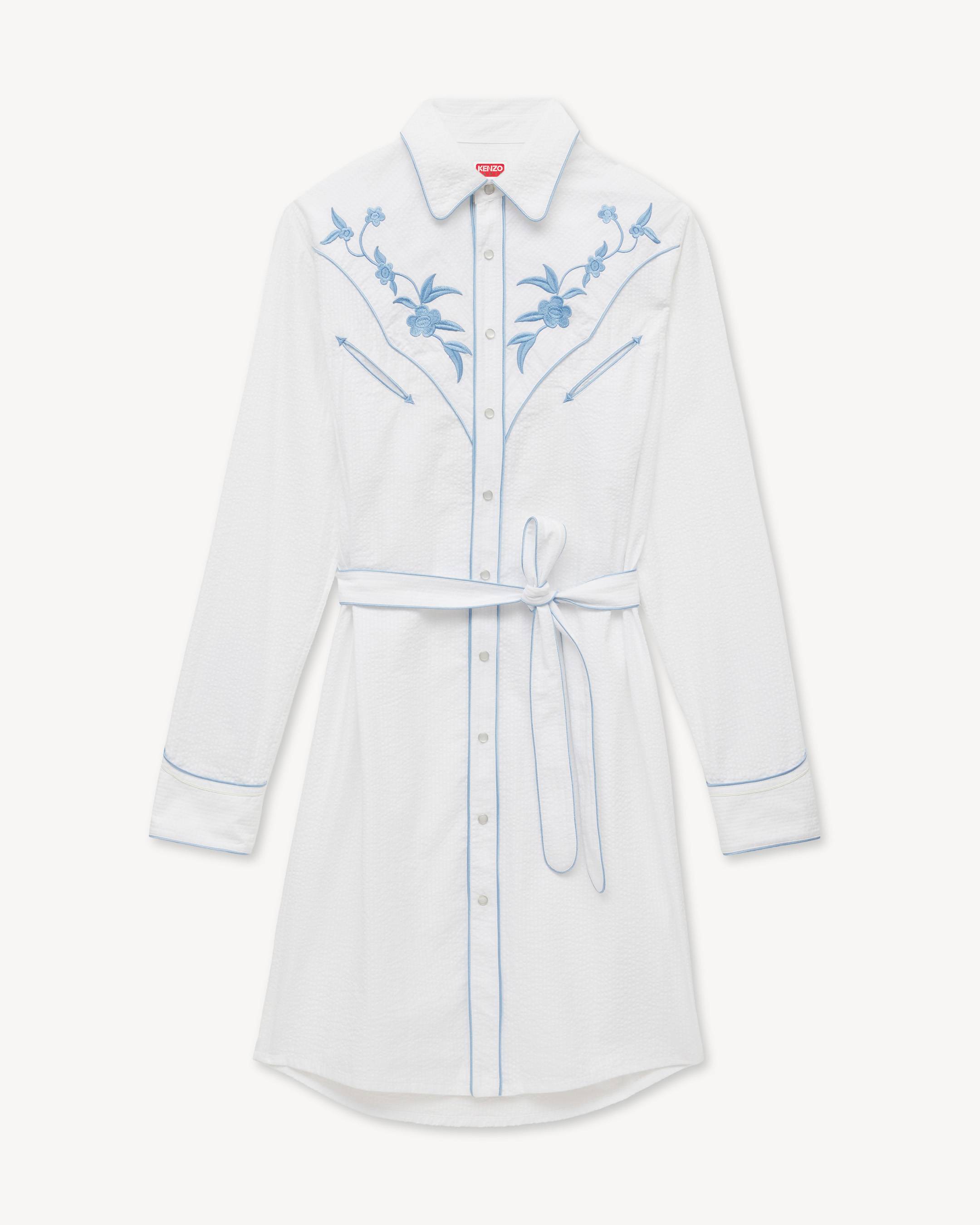 Robe-chemise cowboy 'KENZO Wildflower' en coton seersucker