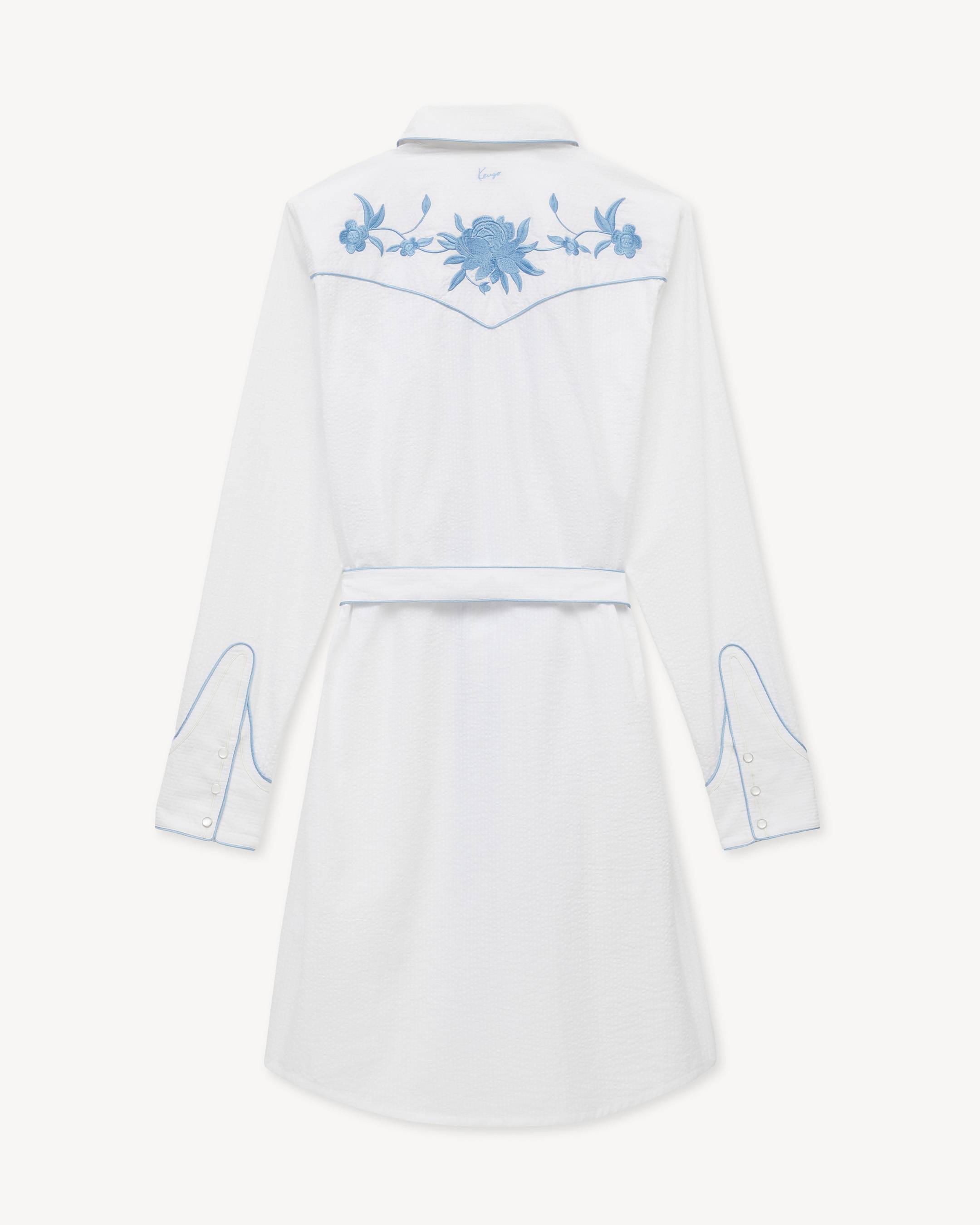 Robe-chemise cowboy 'KENZO Wildflower' en coton seersucker