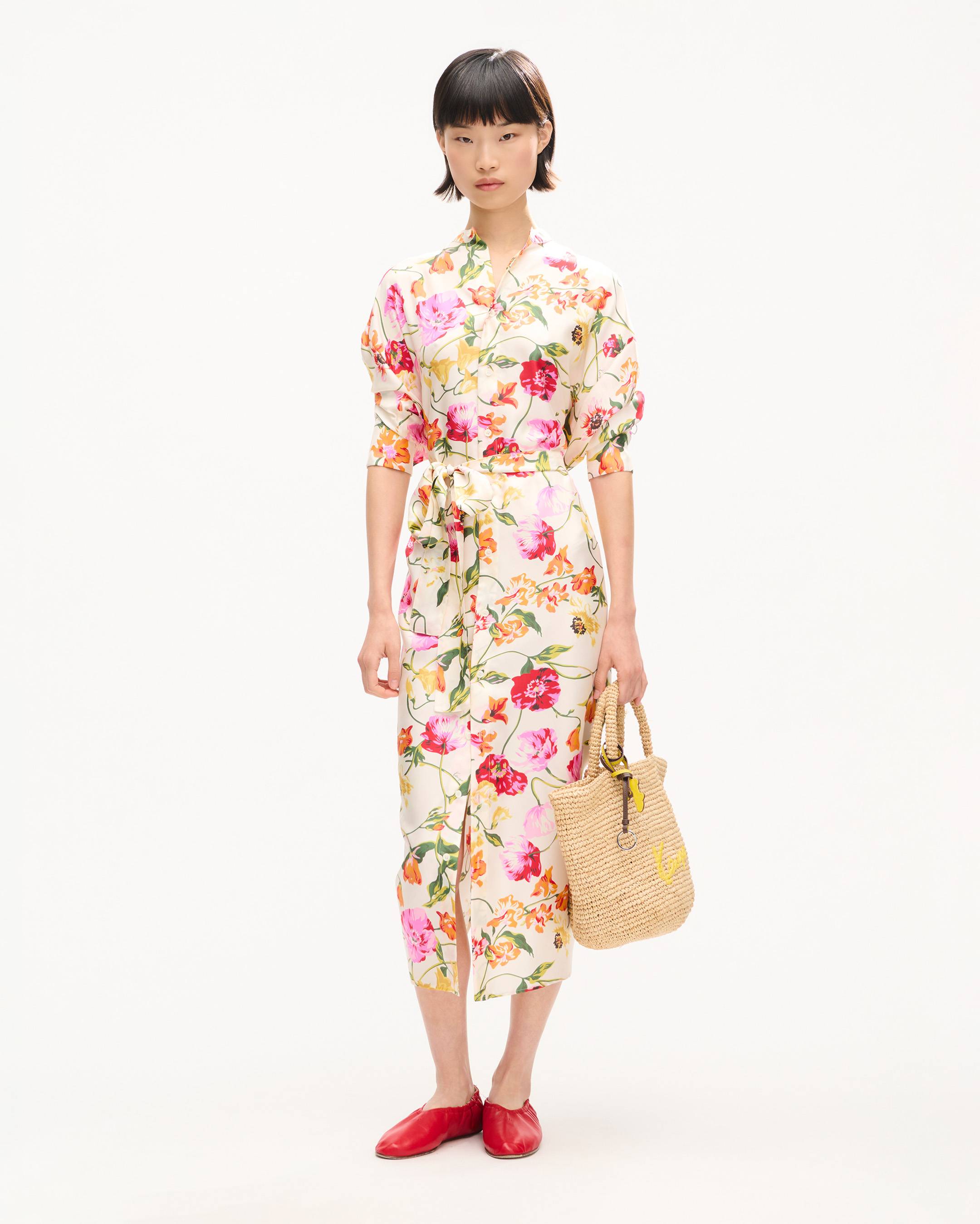 'KENZO Wildflower' oversized shirt dress in silk
