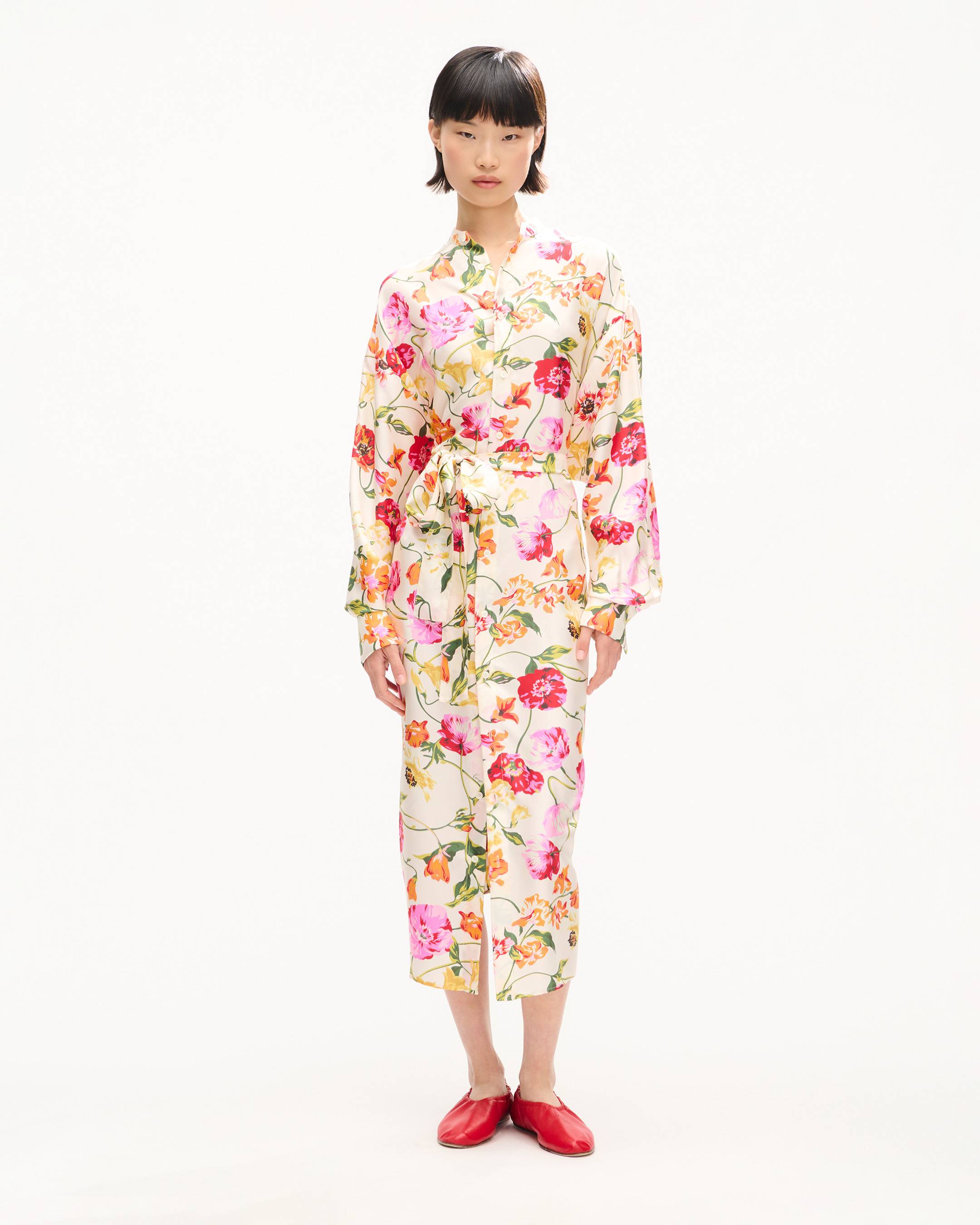 'KENZO Wildflower' oversized shirt dress in silk