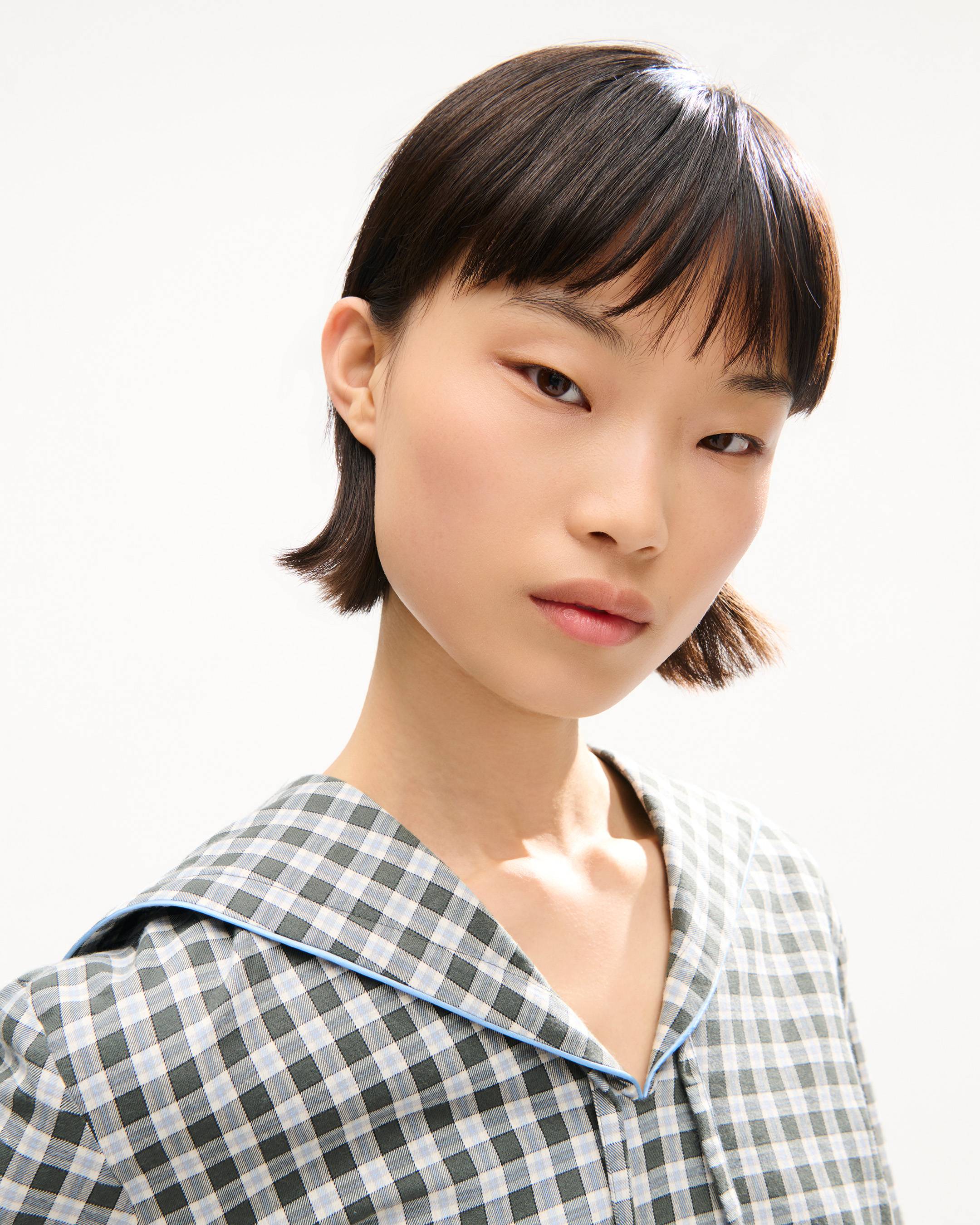 Kurzes Kleid &bdquo;KENZO Checks&ldquo; aus Woll-Baumwollmischung