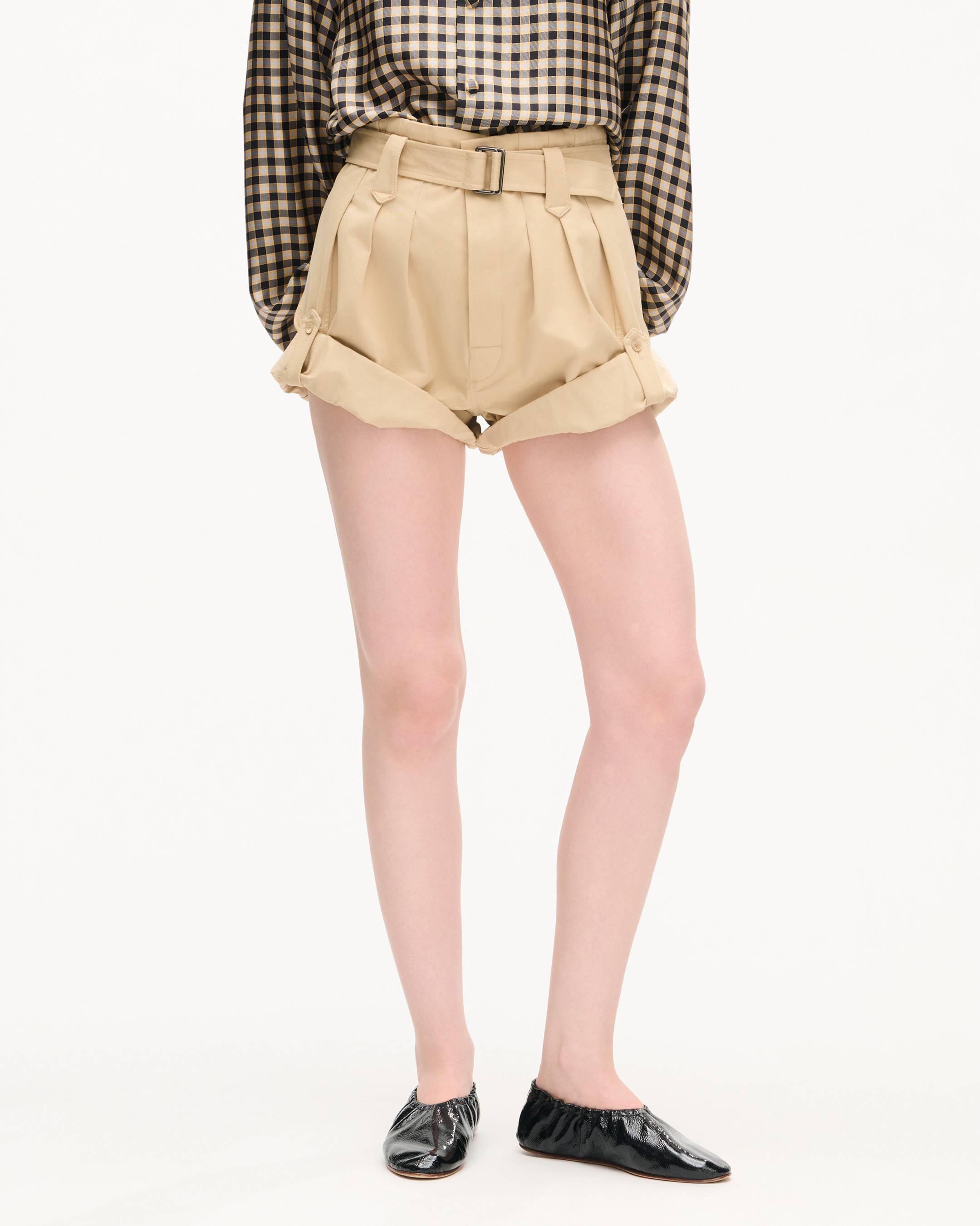 Shorts mit hoher Taille aus Baumwolltwill