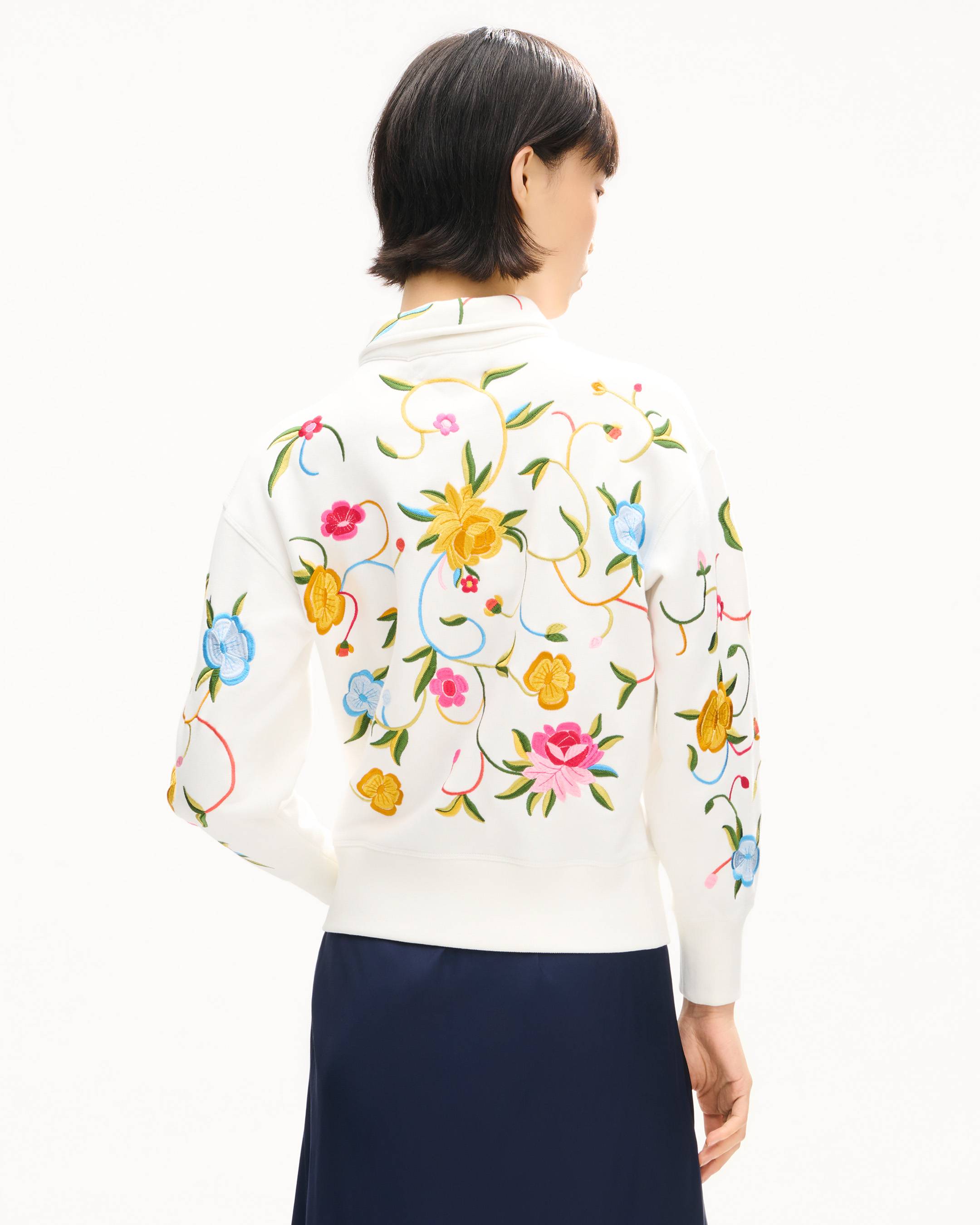 Sweatshirt mit &bdquo;KENZO Wildflower&ldquo;-Stickerei und halbem Rei&szlig;verschluss aus Baumwolle