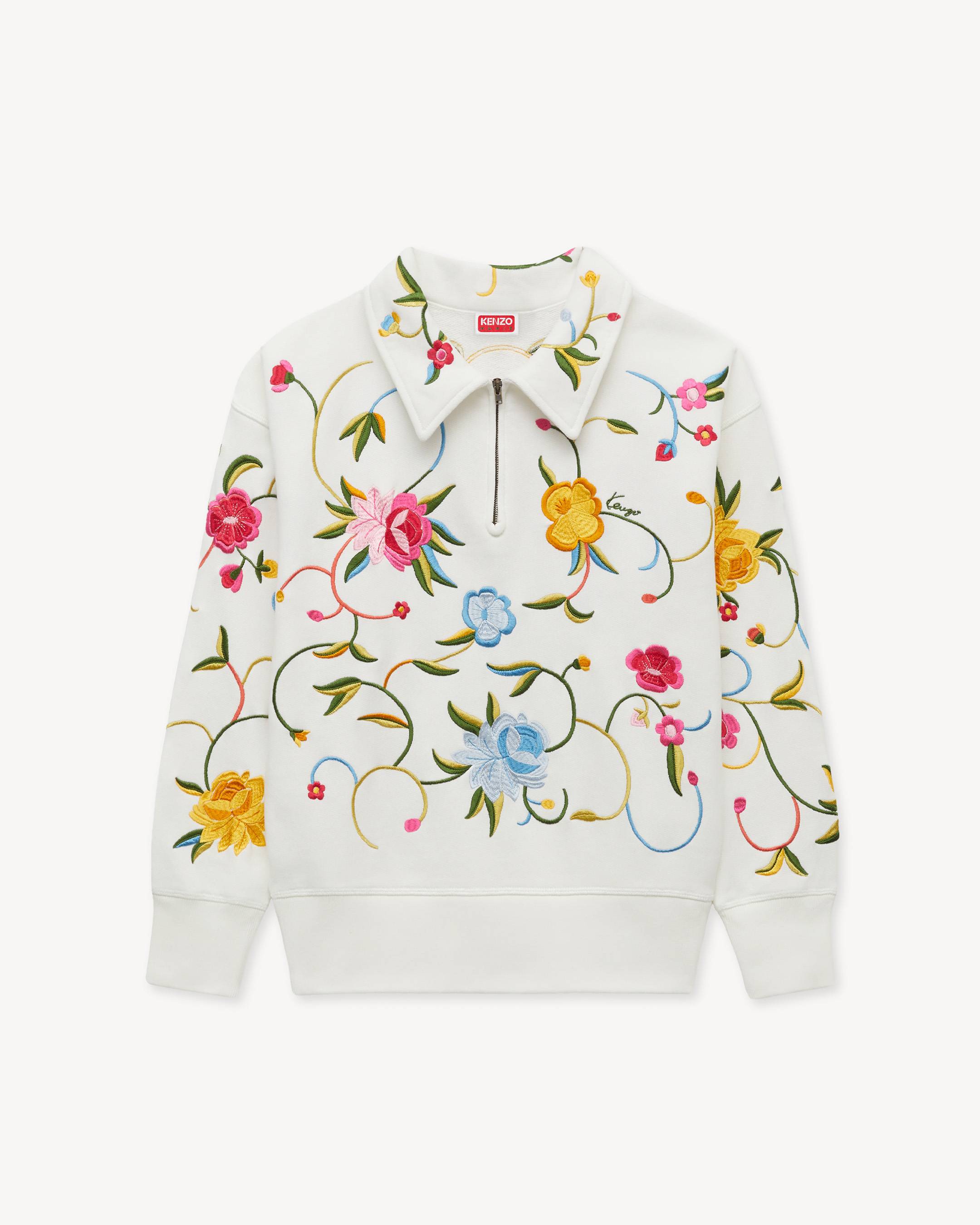Sweatshirt mit &bdquo;KENZO Wildflower&ldquo;-Stickerei und halbem Rei&szlig;verschluss aus Baumwolle