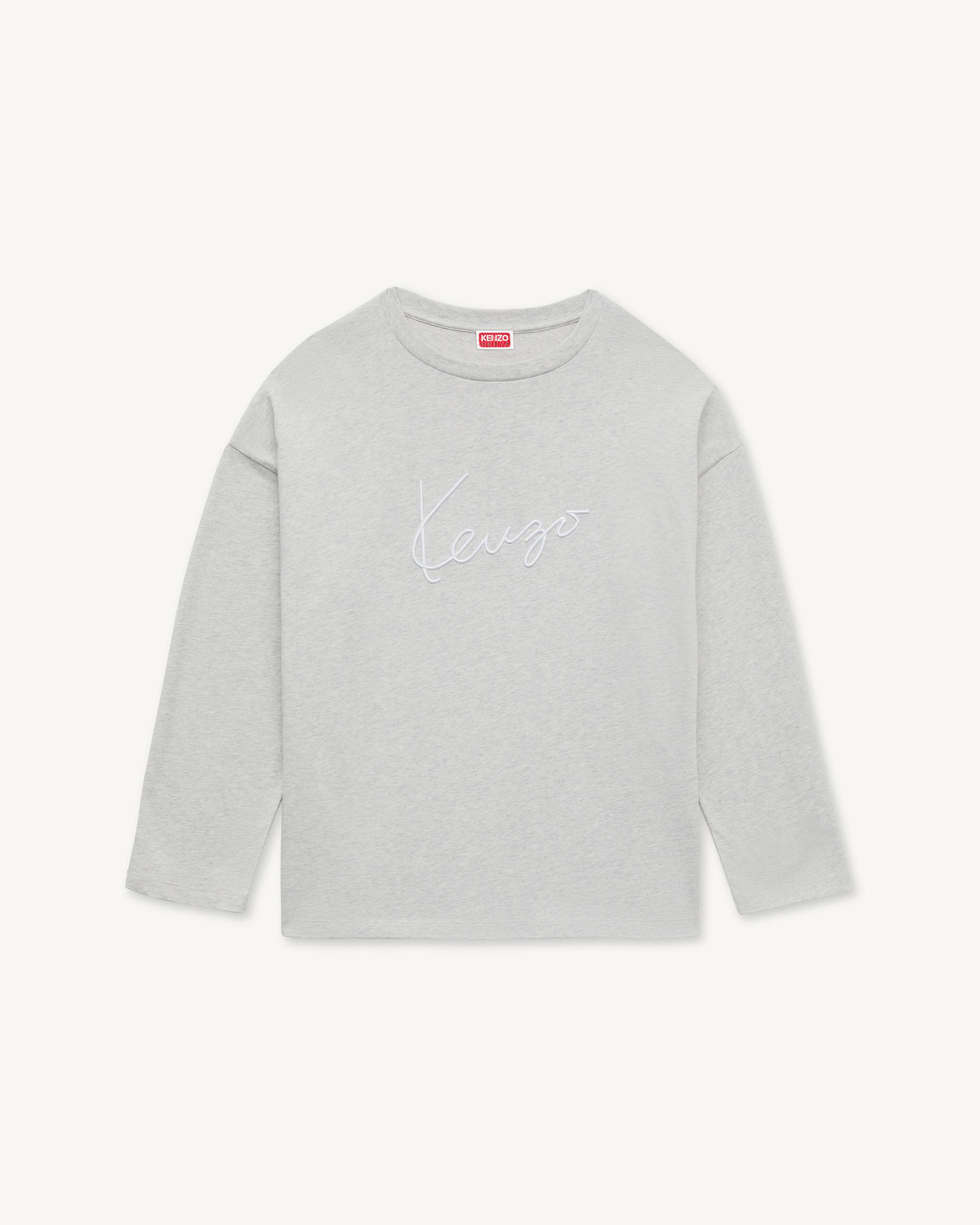 'KENZO Signature' embroidered long sleeves T-shirt in cotton
