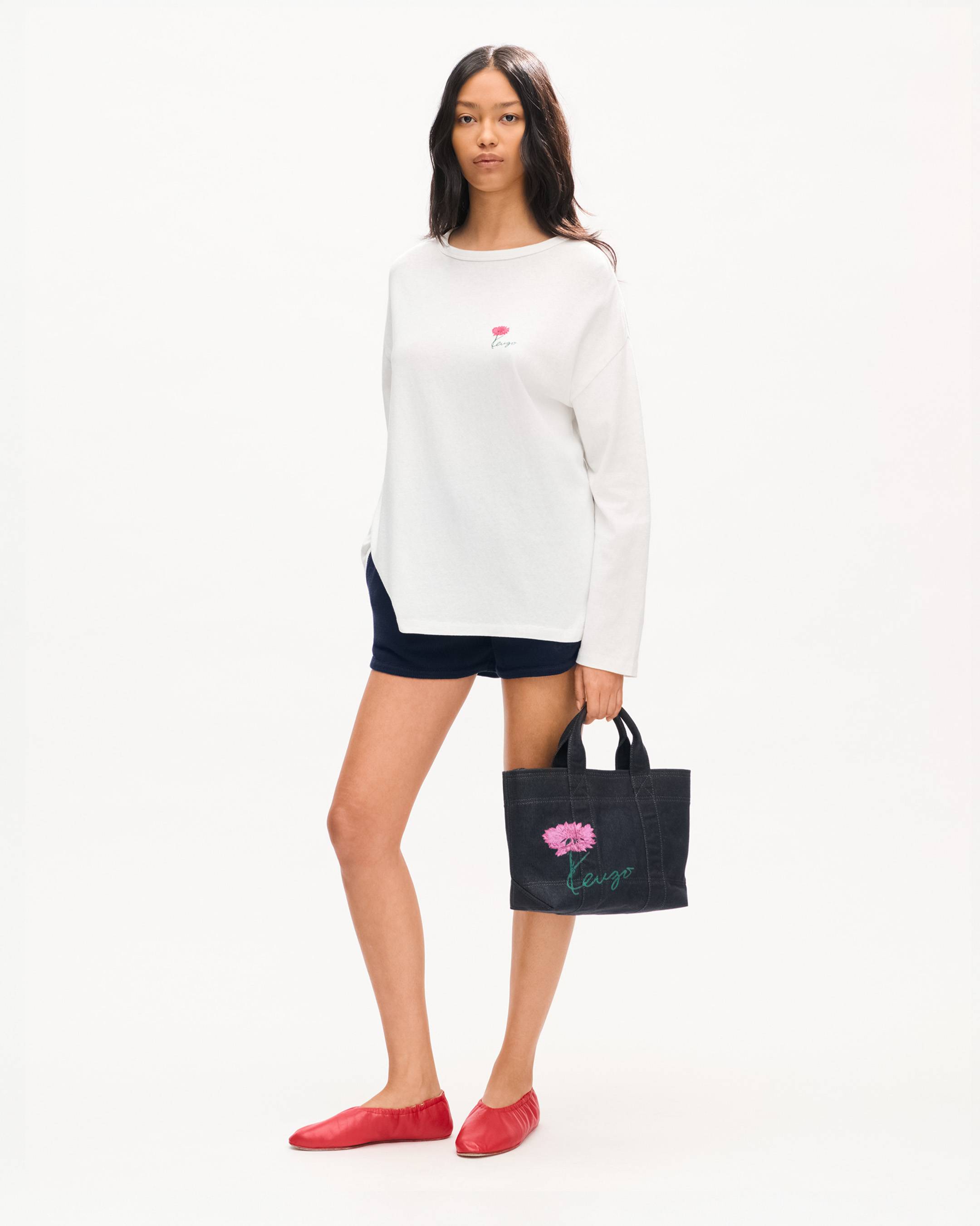 KENZO Tulip' ロング スリーブ リラックス Tシャツ イン コットン