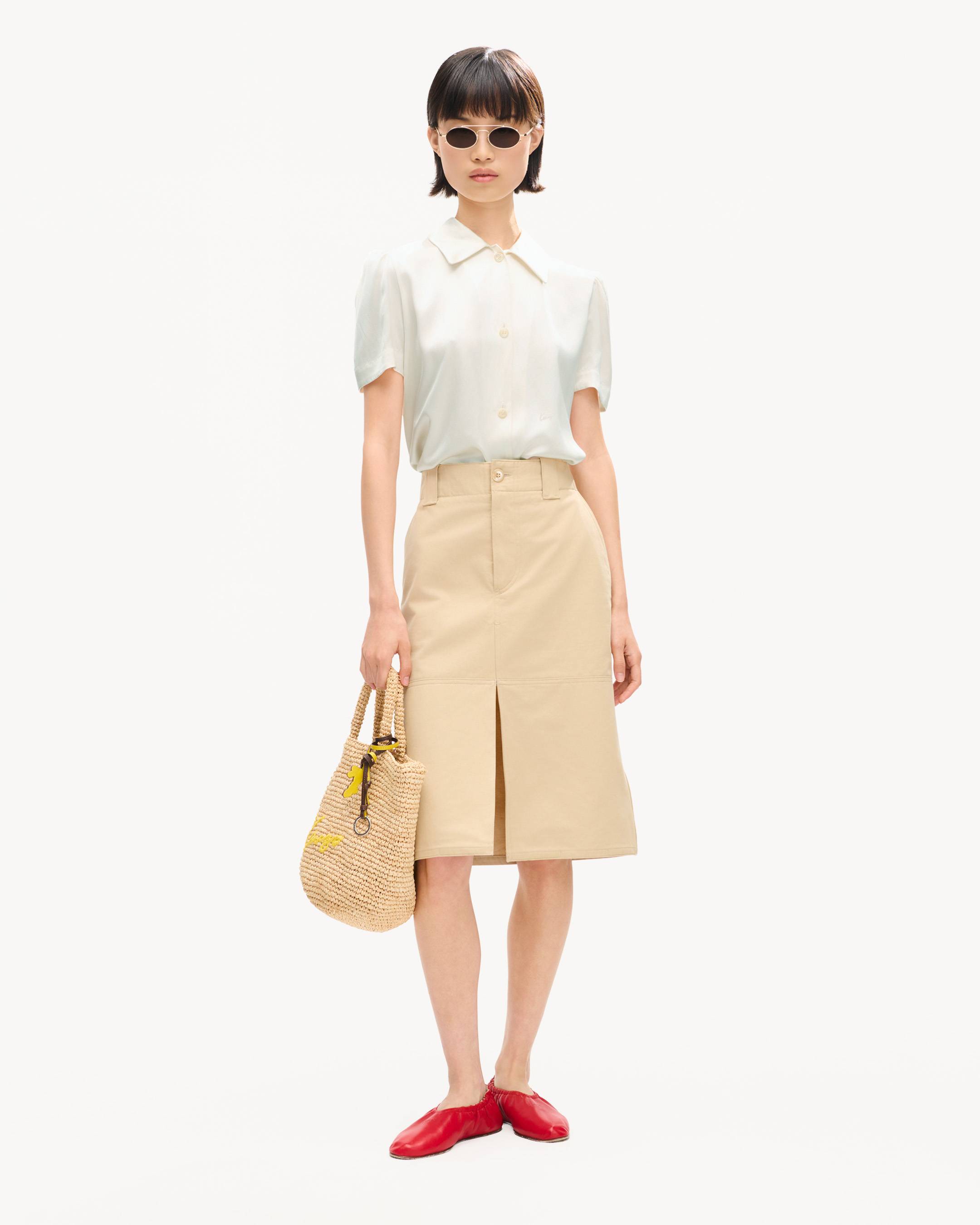 Bluse mit Puff&auml;rmeln aus Seide
