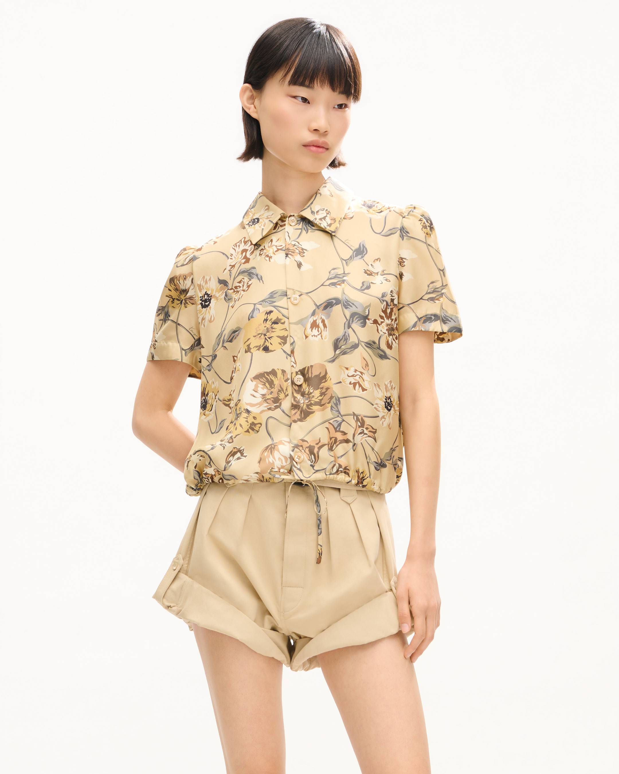 'KENZO Wildflower' パフィー スリーブ ブラウス イン シルク