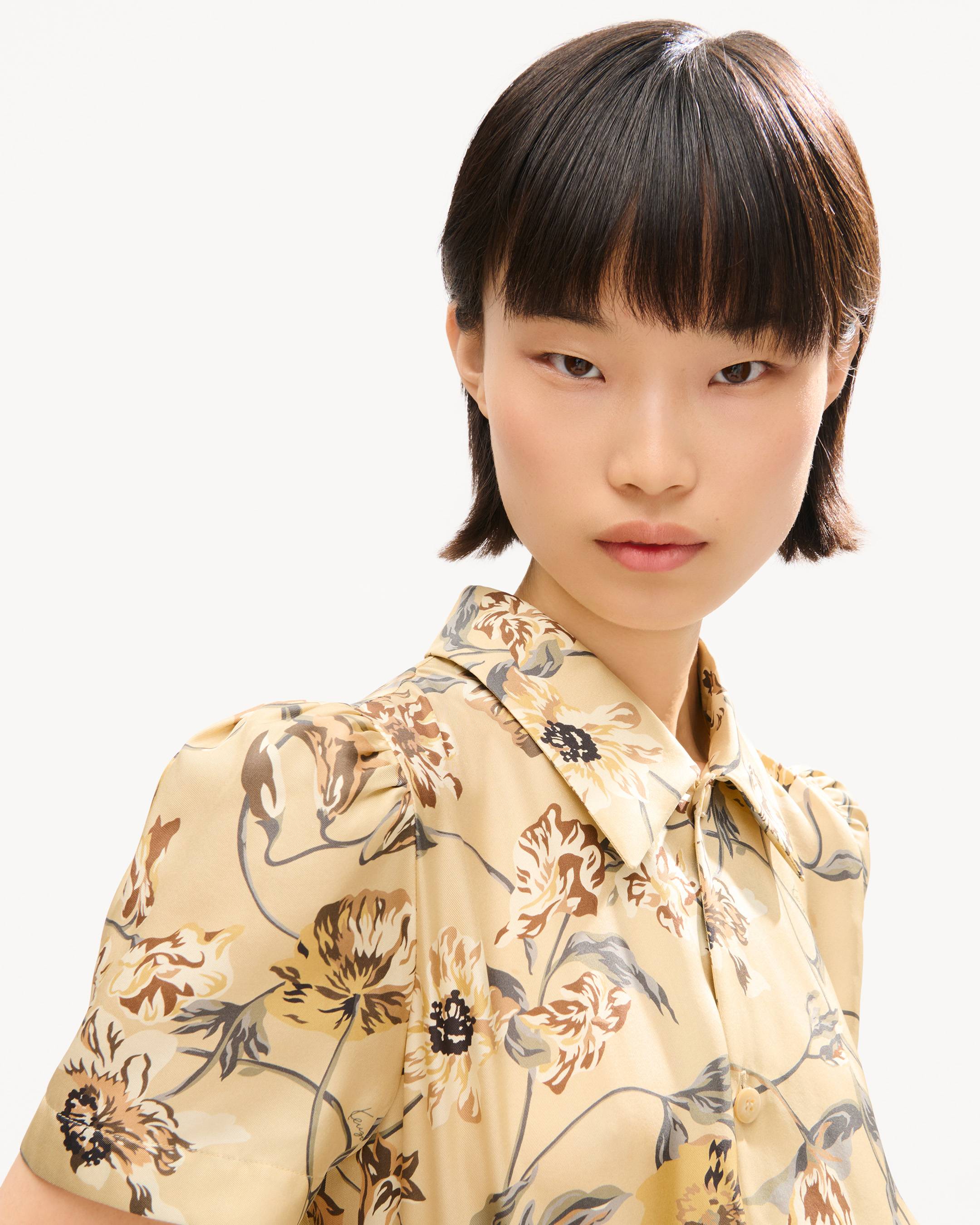 'KENZO Wildflower' パフィー スリーブ ブラウス イン シルク