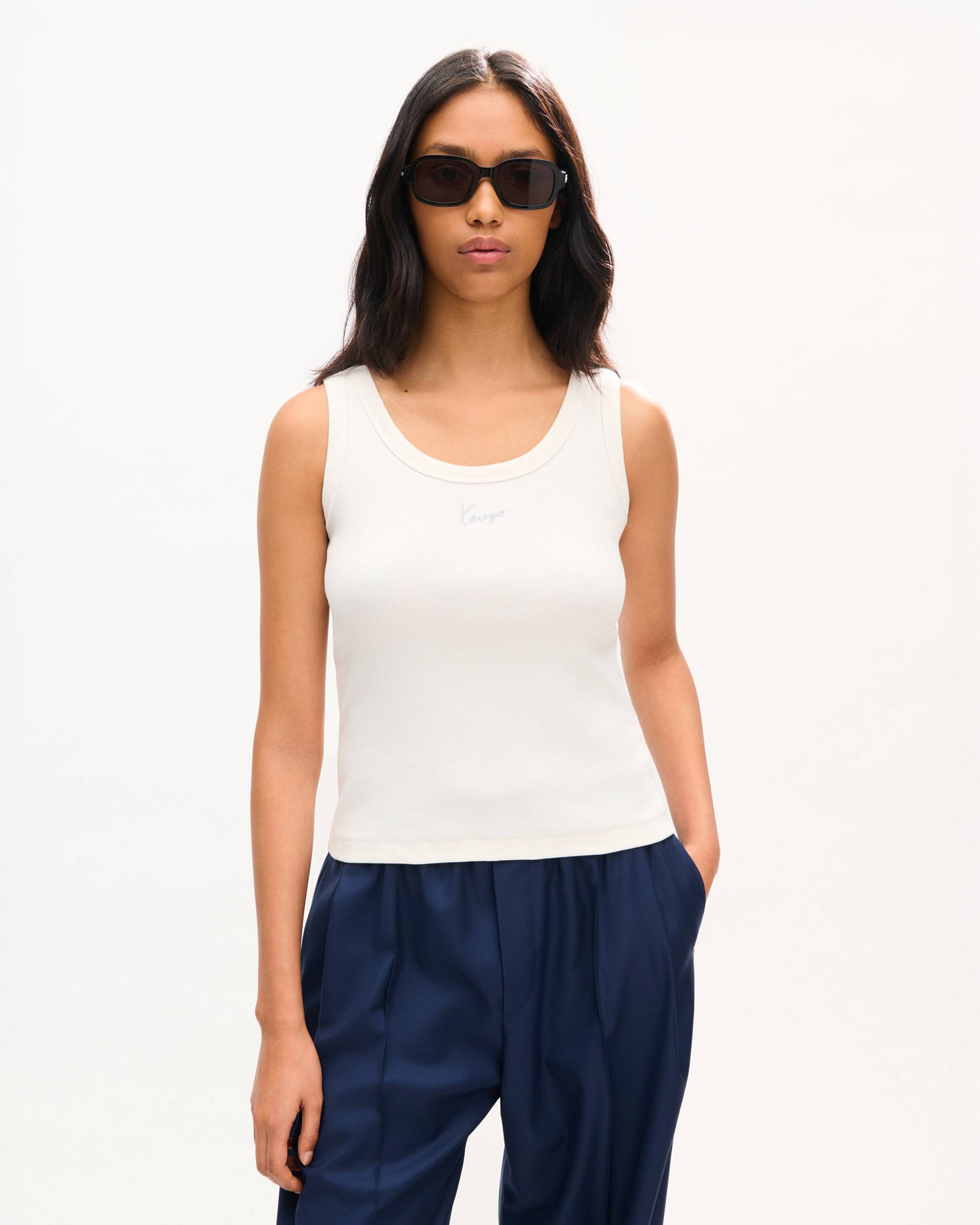 'KENZO Signature' embroidered tank top in cotton