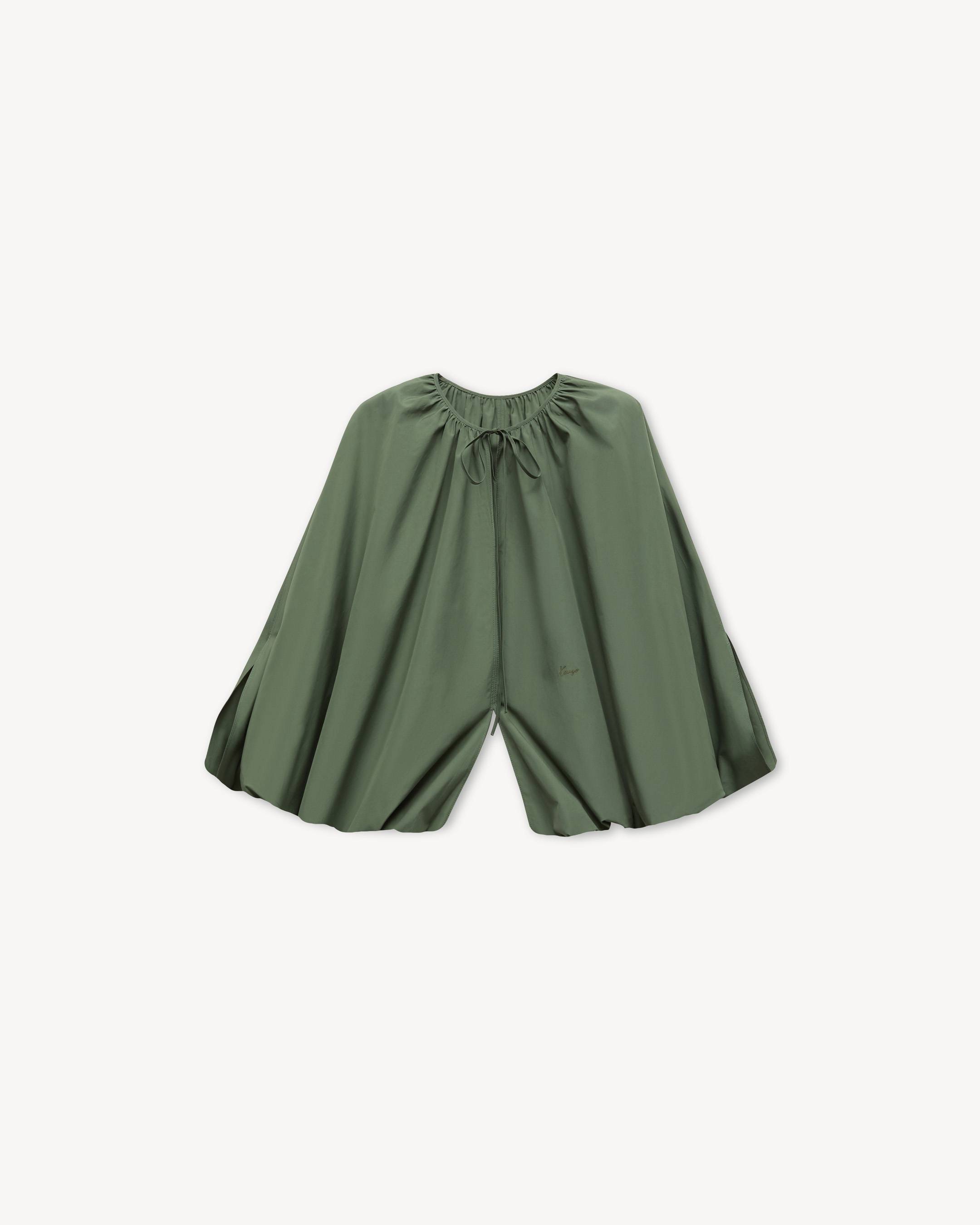 Oversized pleated blouse in cotton poplin