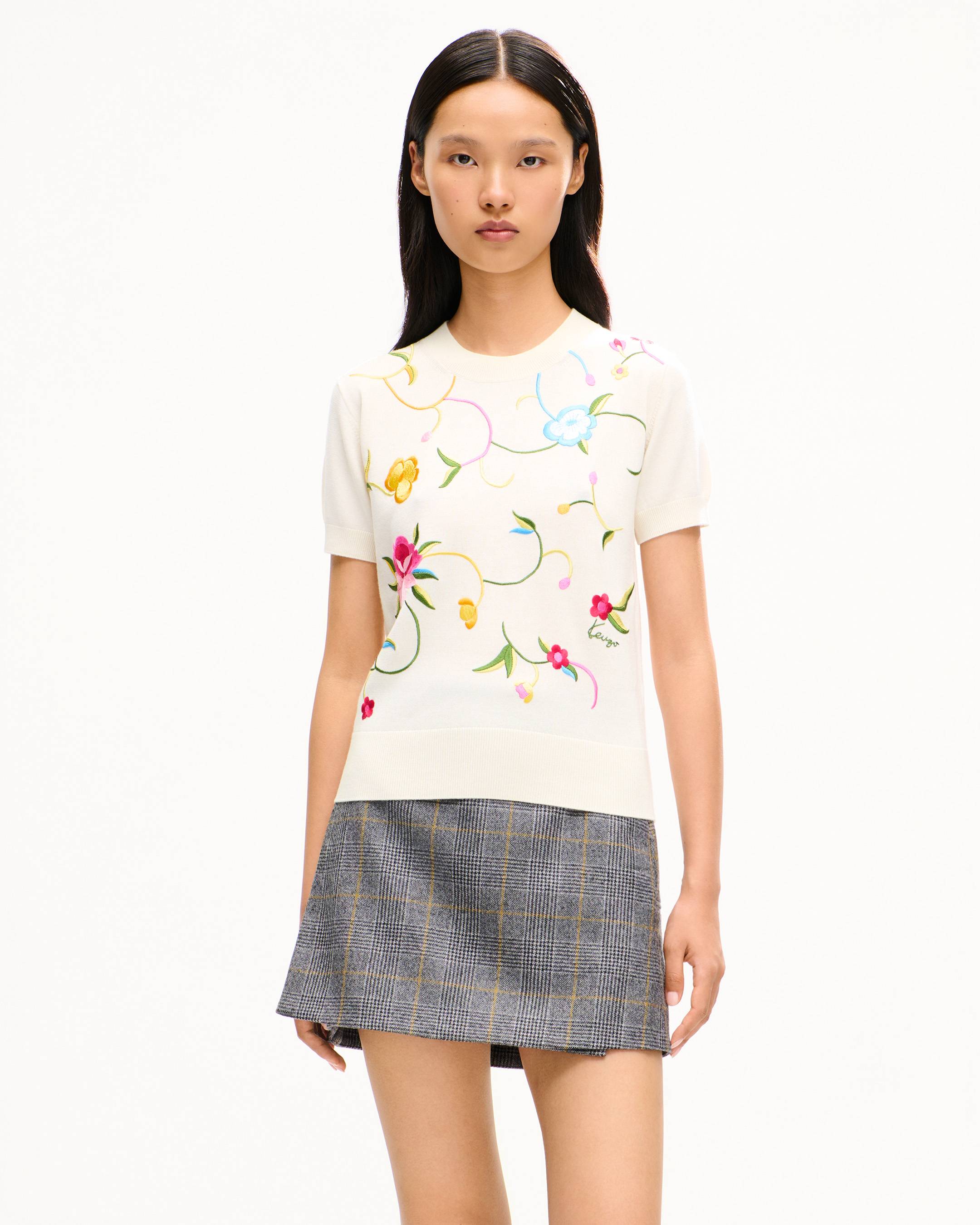 Top de manga corta de lana y seda 'KENZO Wildflower'
