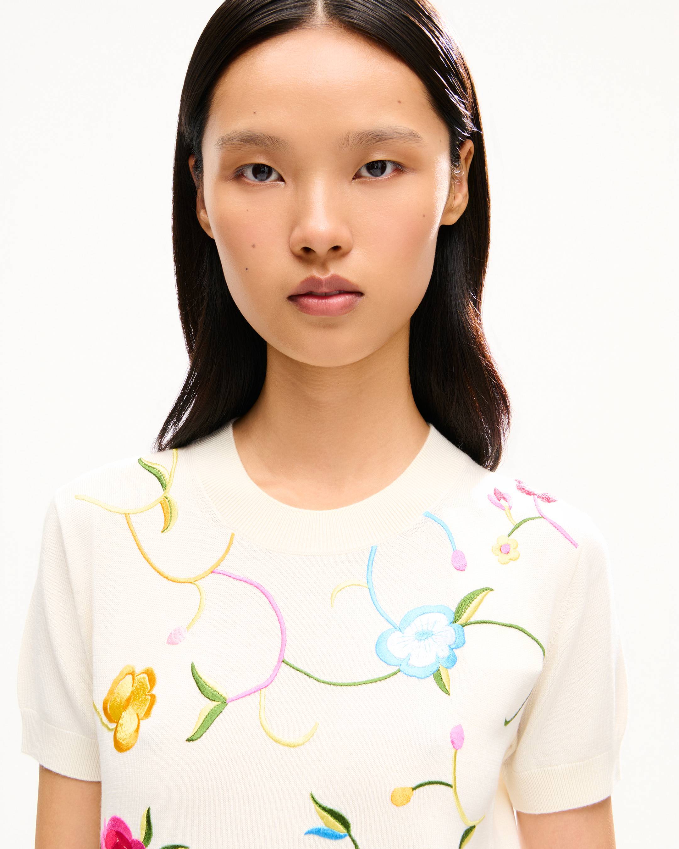 Top de manga corta de lana y seda 'KENZO Wildflower'
