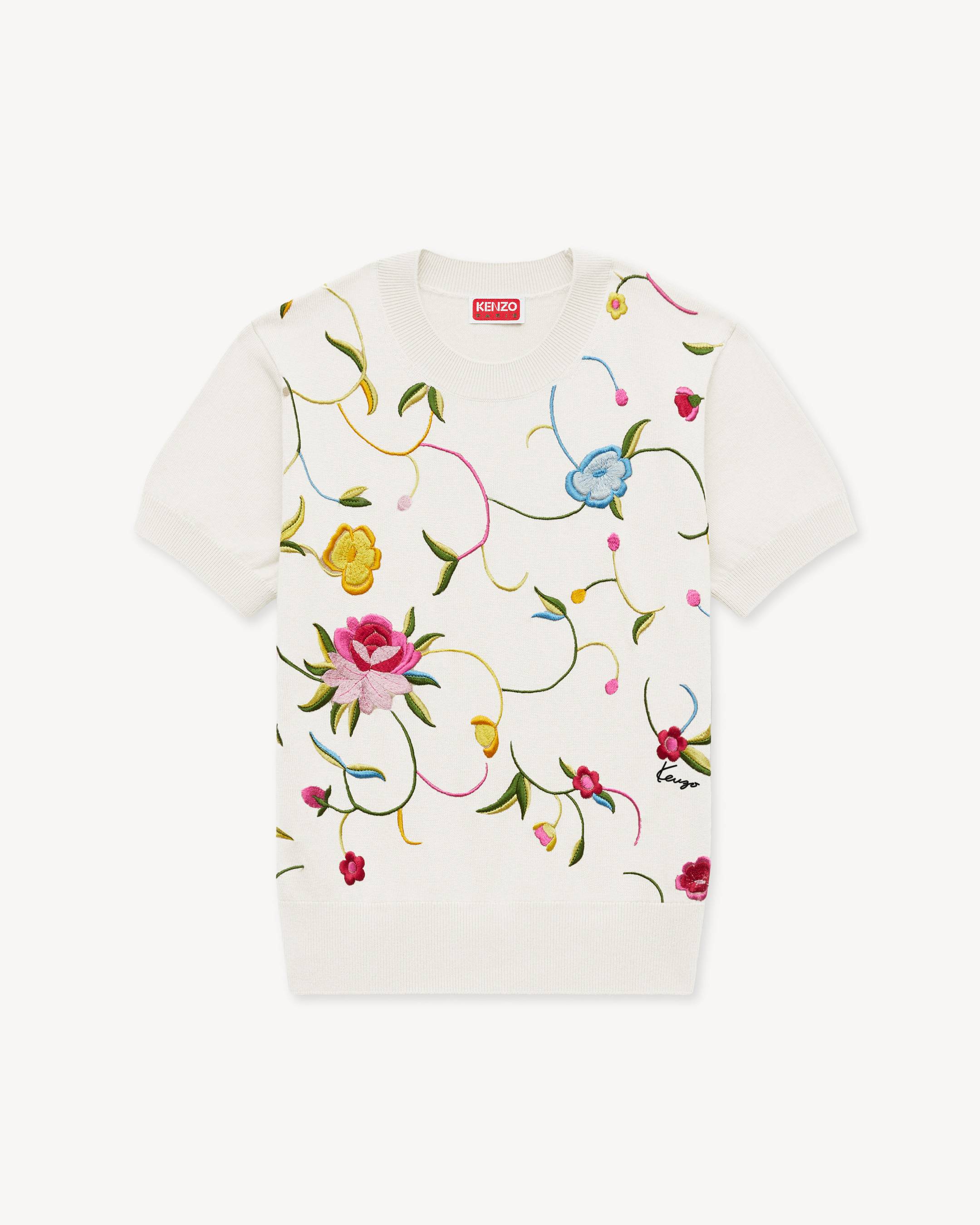 ♡fortune KENZO Wildflower' short sleeve top in wool an silk | Women's | KENZO
