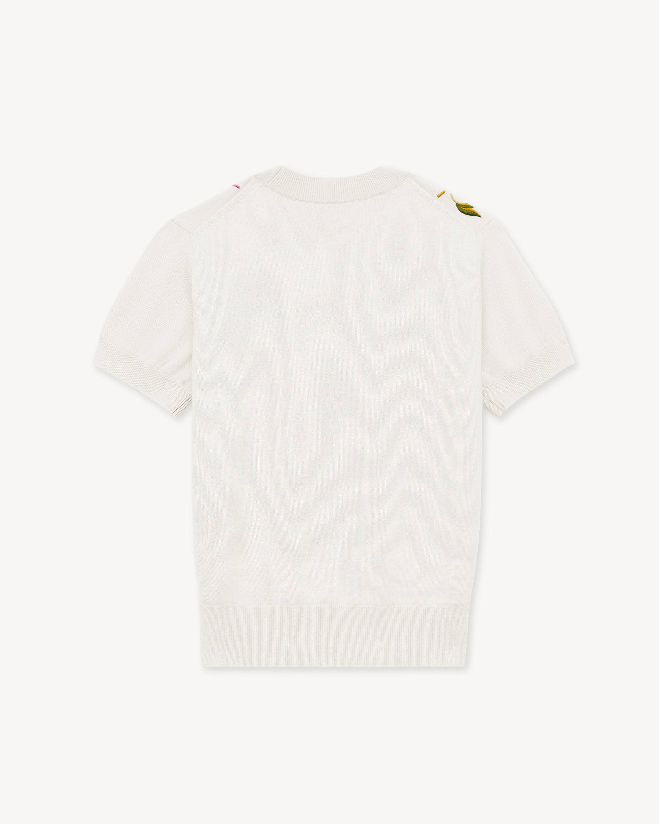 'KENZO Wildflower' short sleeve top in wool an silk