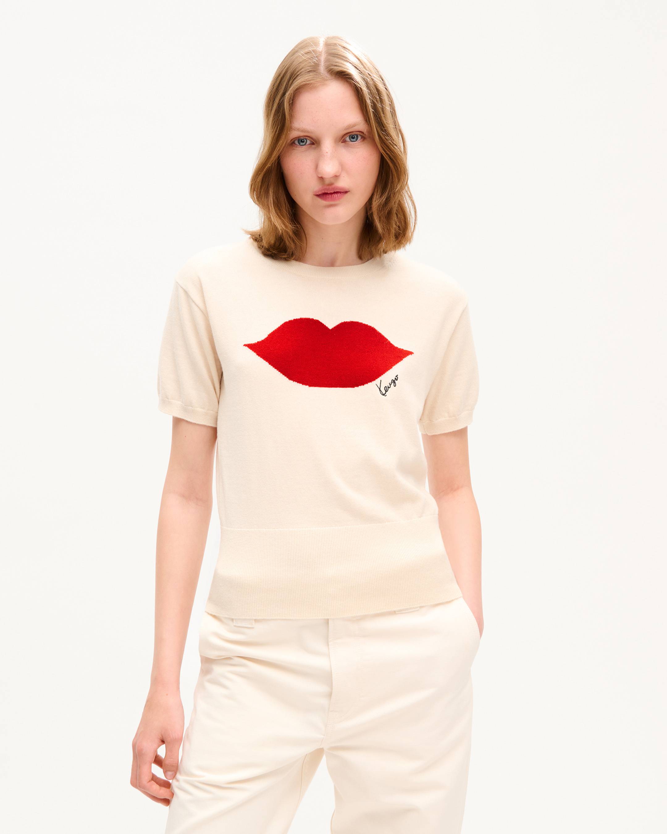 T-shirt &agrave; manches courtes 'KENZO Loves' en laine et coton