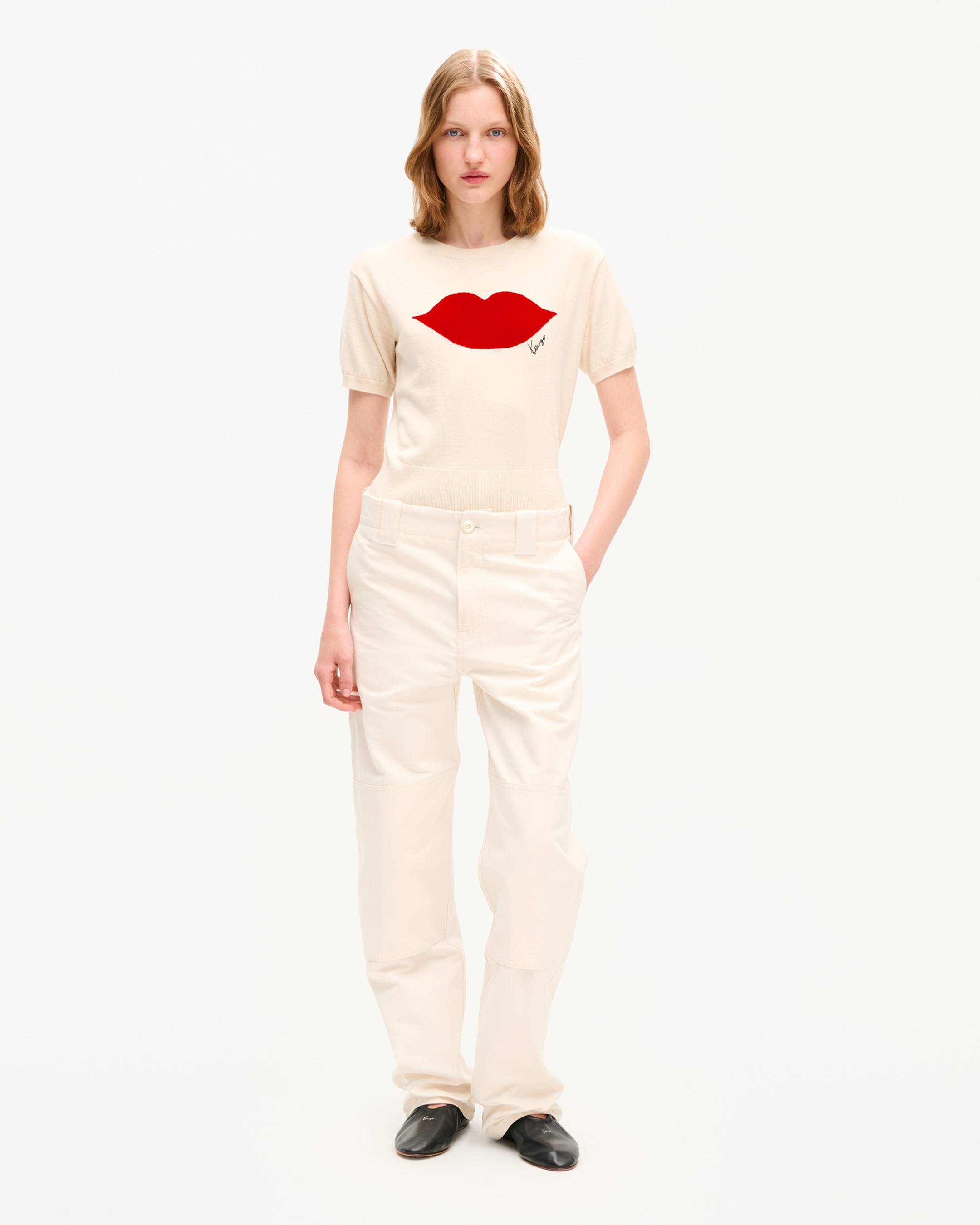T-shirt &agrave; manches courtes 'KENZO Loves' en laine et coton