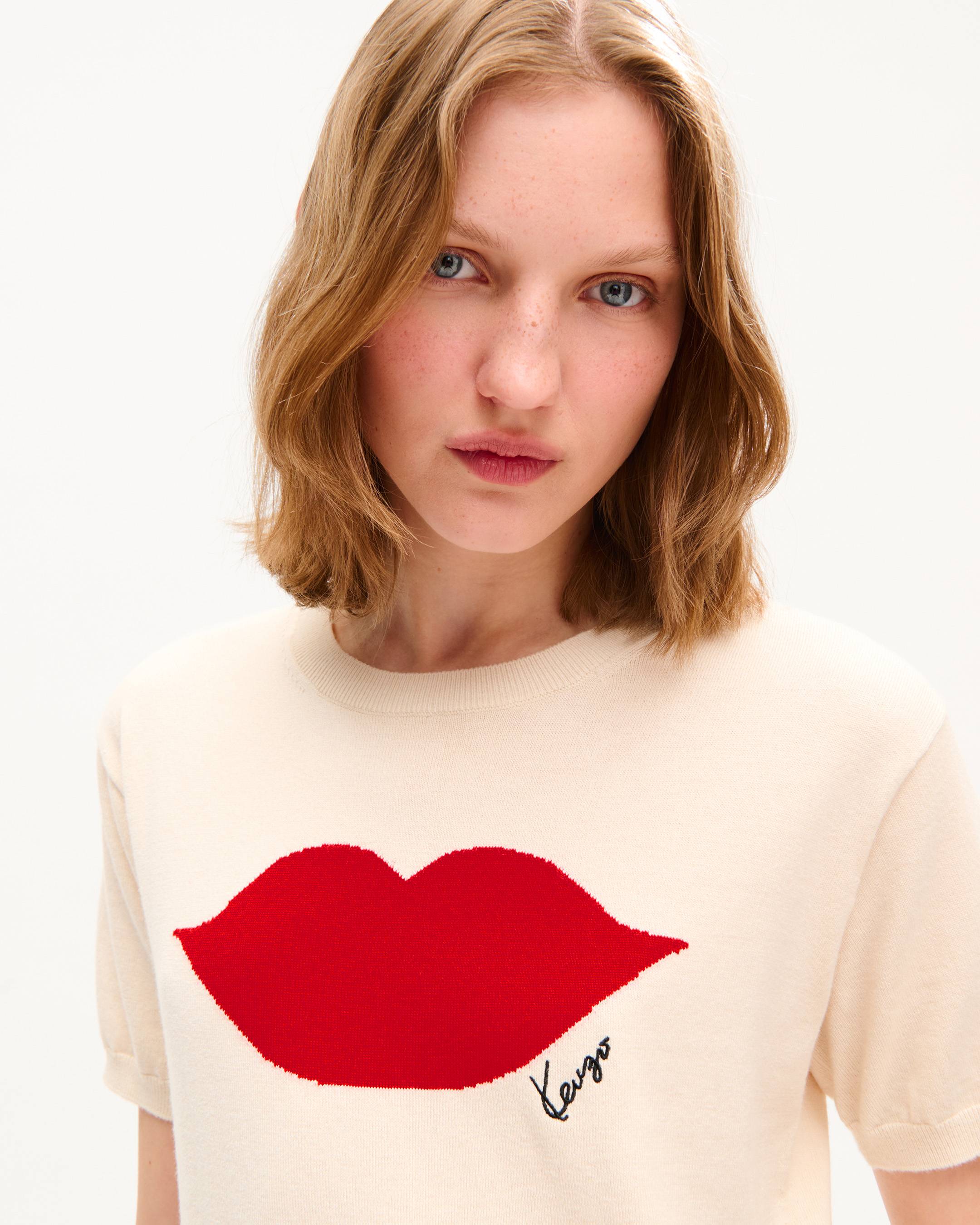 T-shirt &agrave; manches courtes 'KENZO Loves' en laine et coton