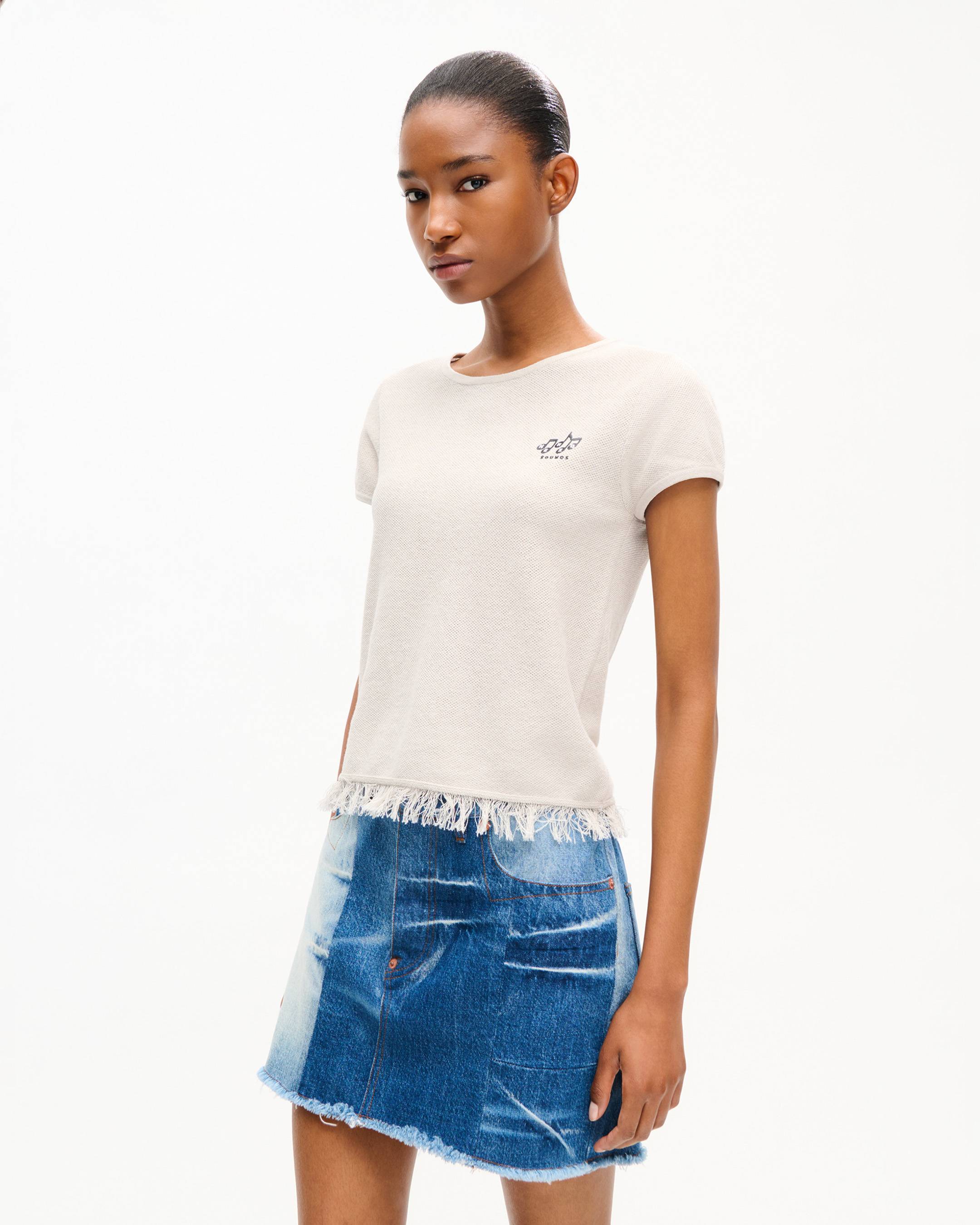 'KENZO Sounds' embroidered top in cotton linen