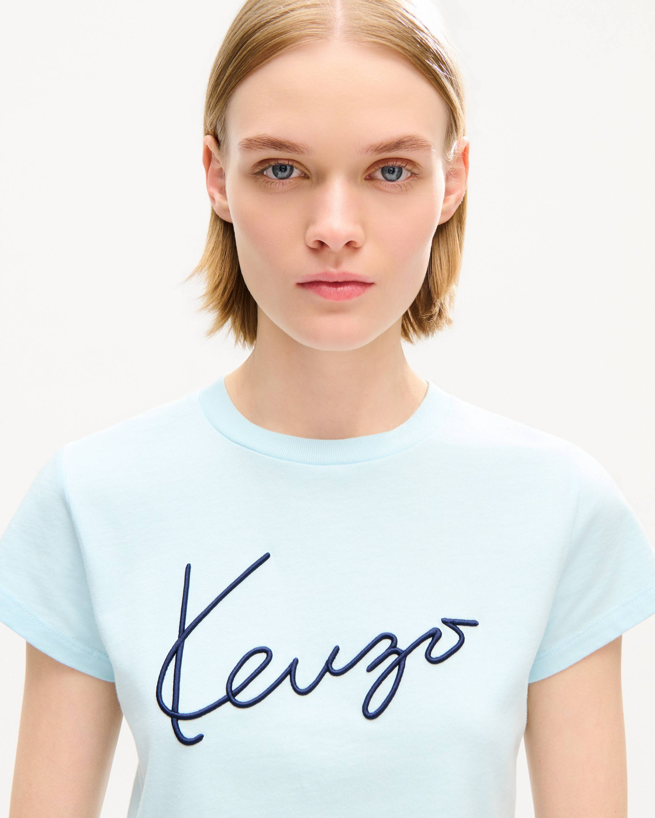 KENZO Signature' エンブロイダリー クロップド Tシャツ イン コットン