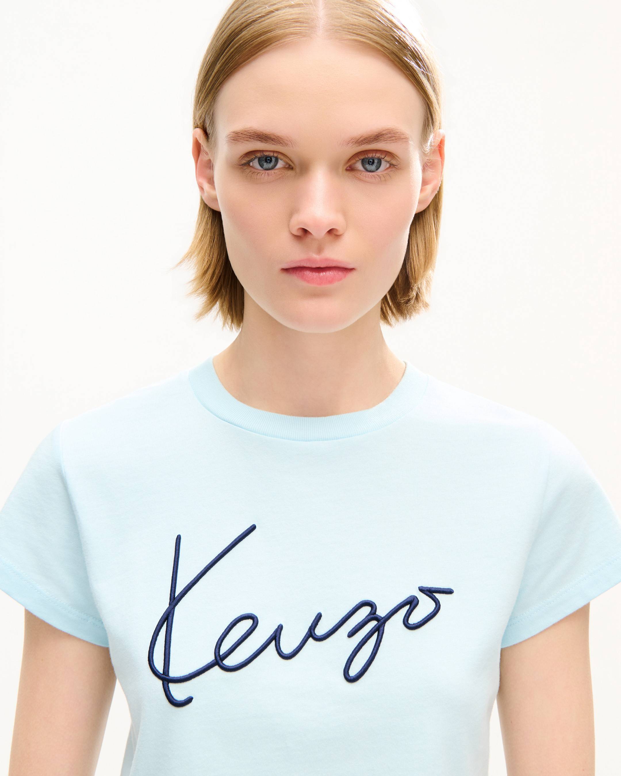 'KENZO Signature' embroidered cropped T-shirt in cotton
