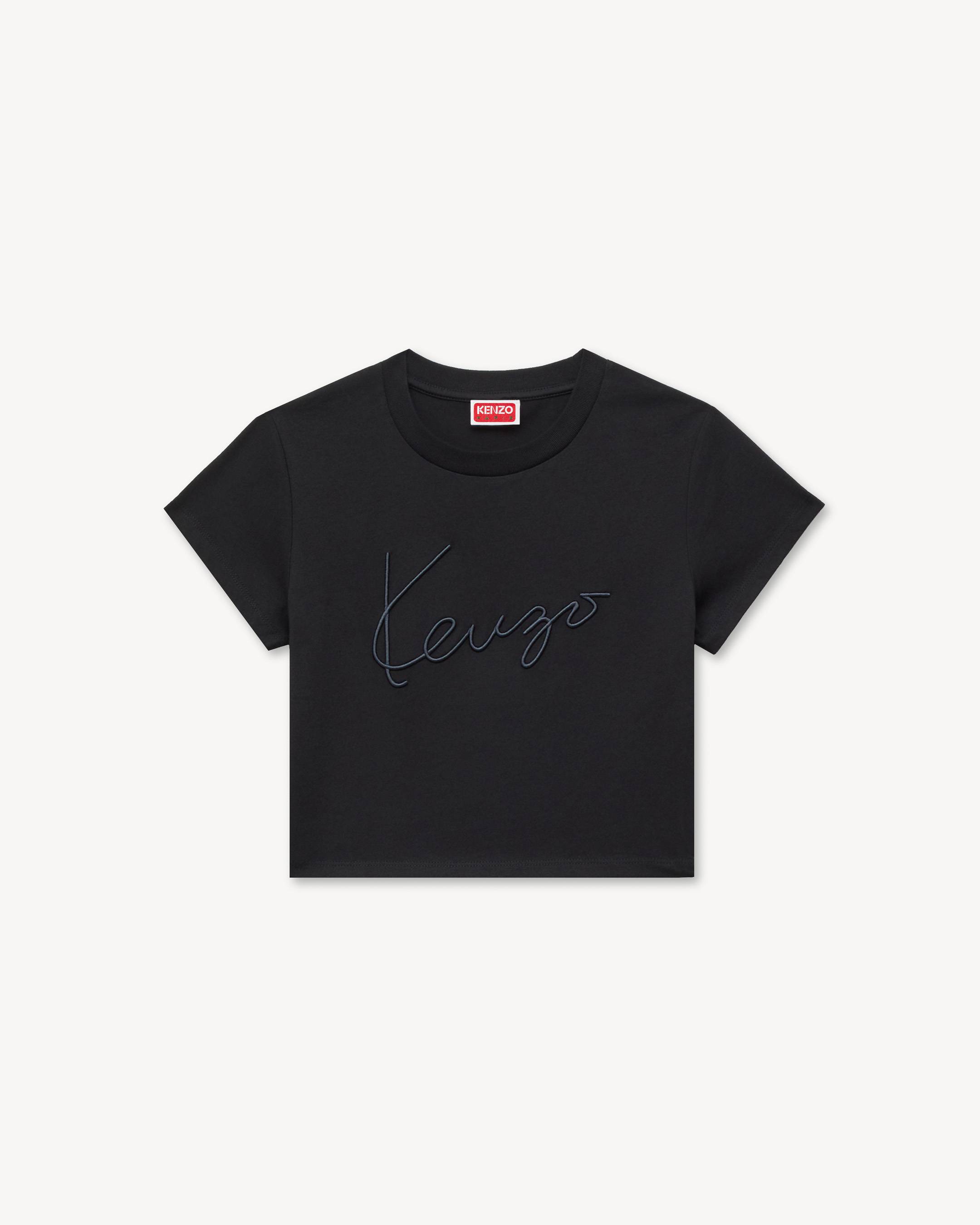 'KENZO Signature' embroidered cropped T-shirt in cotton