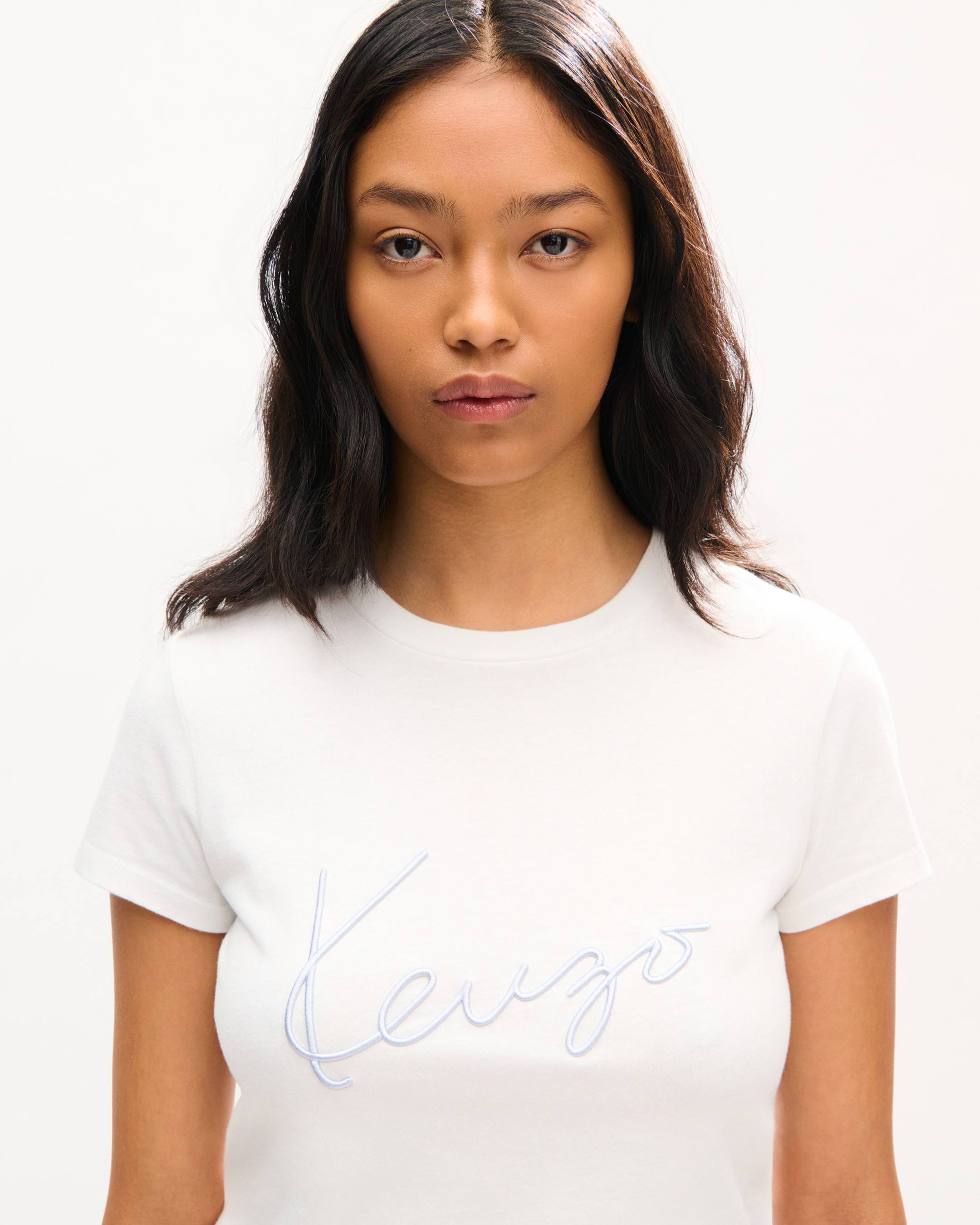 KENZO Signature' embroidered T-shirt in cotton | Women's | KENZO