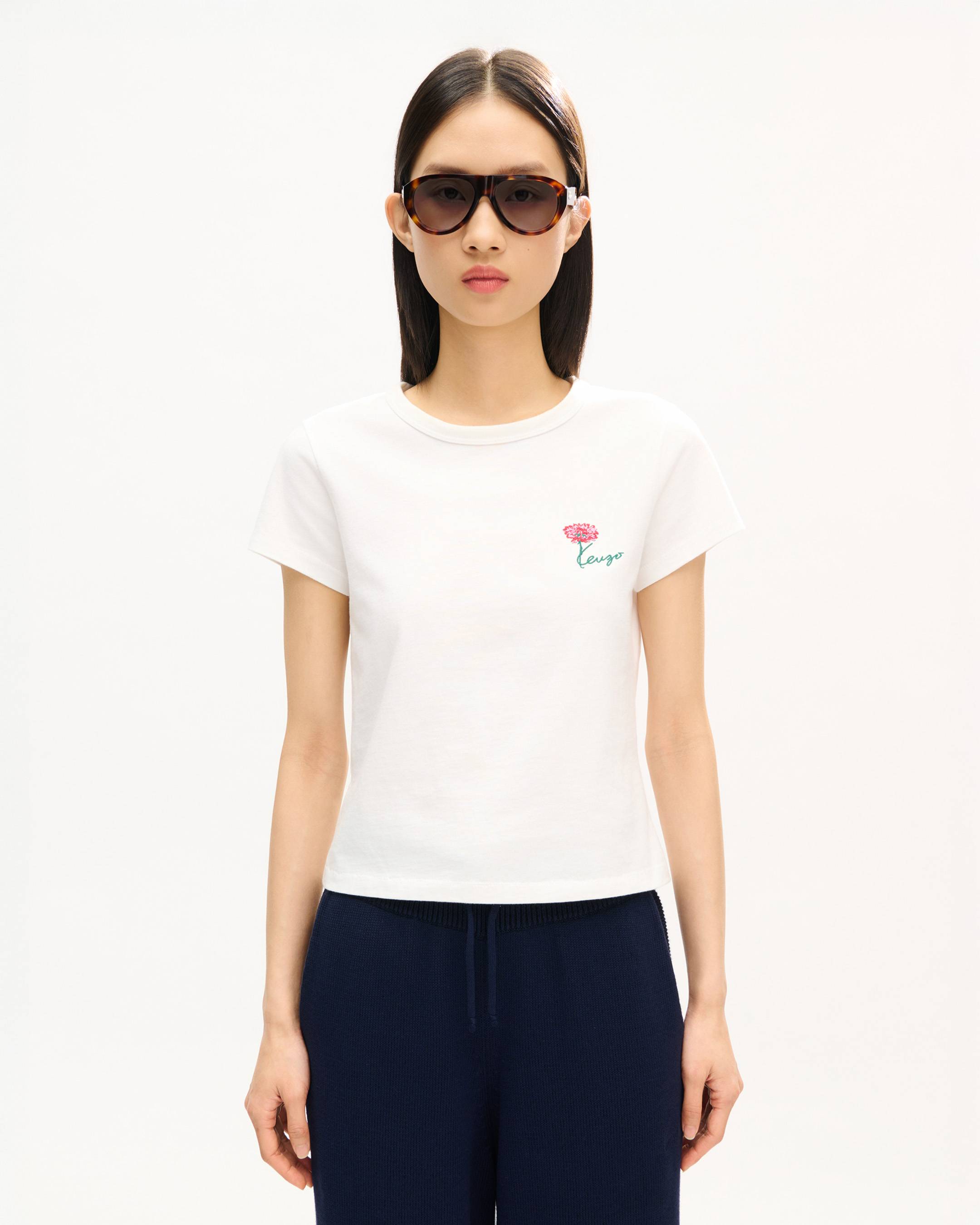 トップス ka17 KENZO Tulip' embroidered T-shirt in cotton | Women's | KENZO