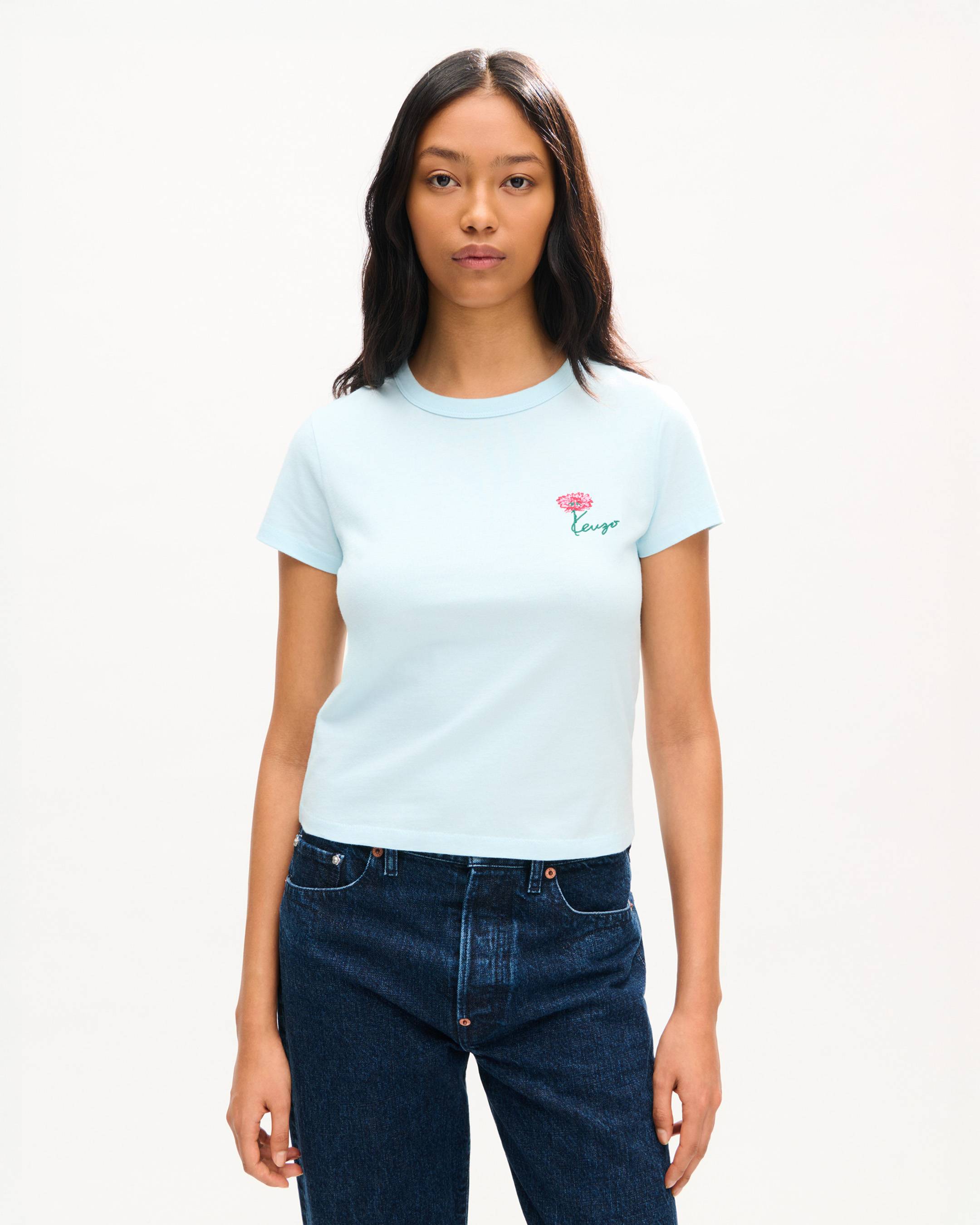 KENZO Tulip' embroidered T-shirt in cotton | Women's | KENZO