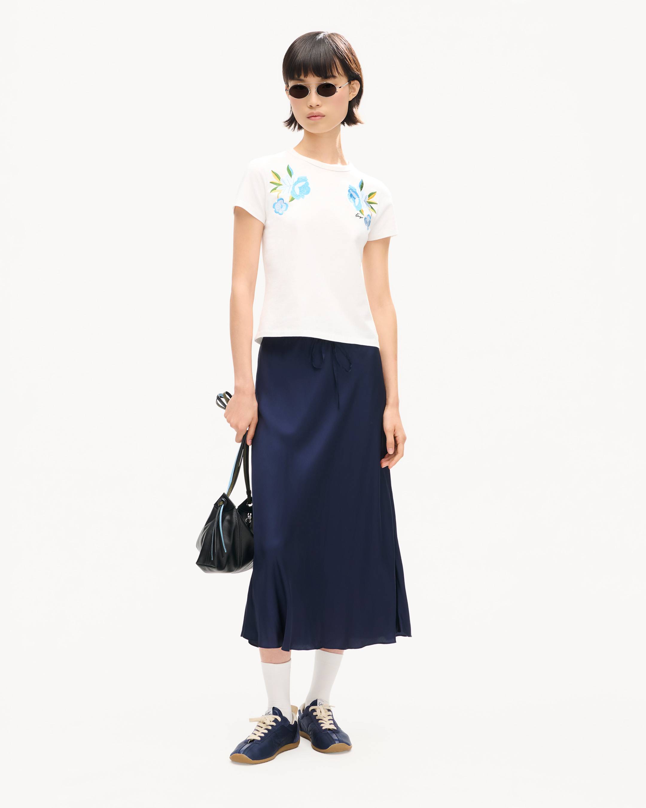 T-Shirt mit &bdquo;KENZO Wildflower&ldquo;-Stickerei in schmaler Passform aus Baumwolle