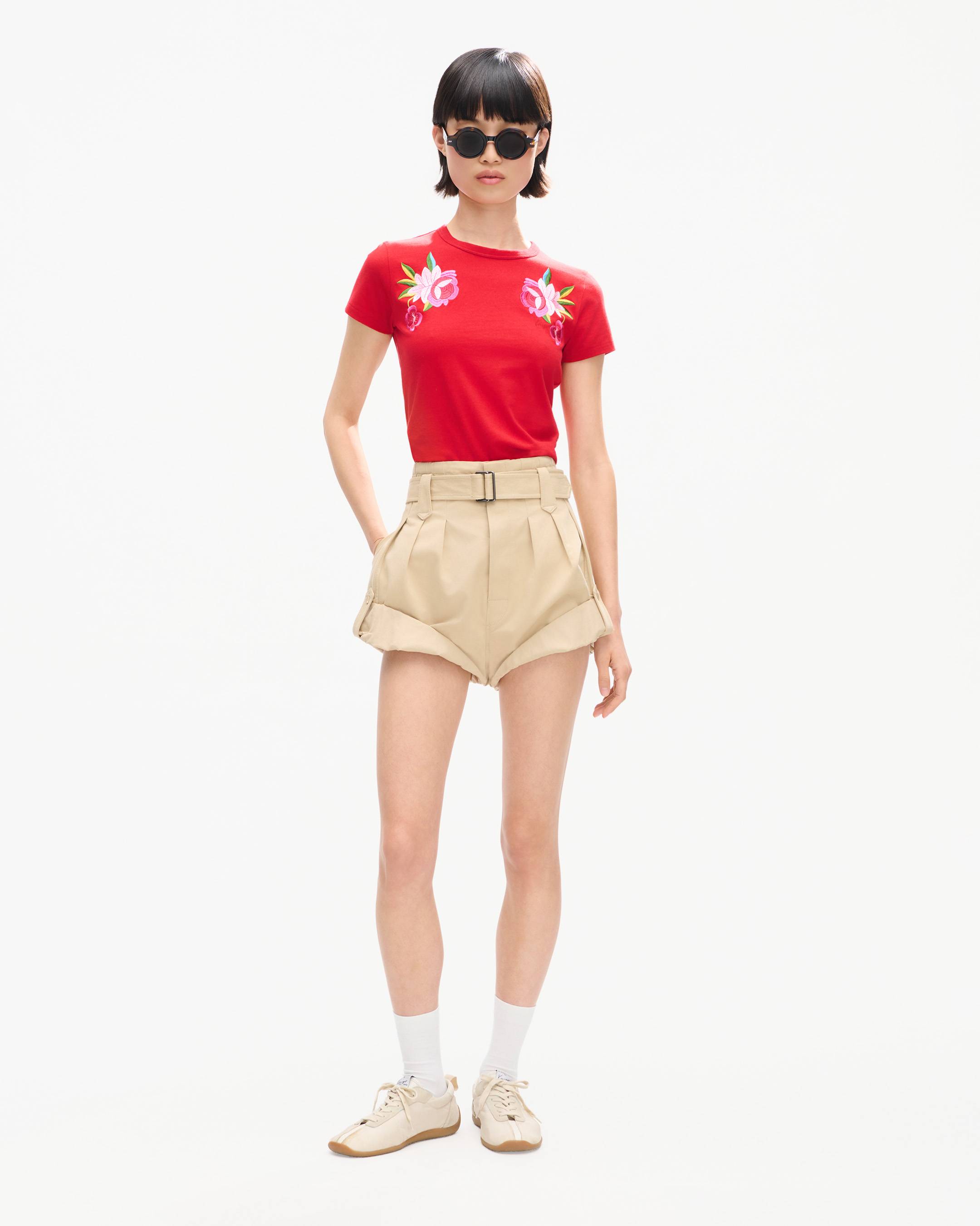 T-Shirt mit &bdquo;KENZO Wildflower&ldquo;-Stickerei in schmaler Passform aus Baumwolle