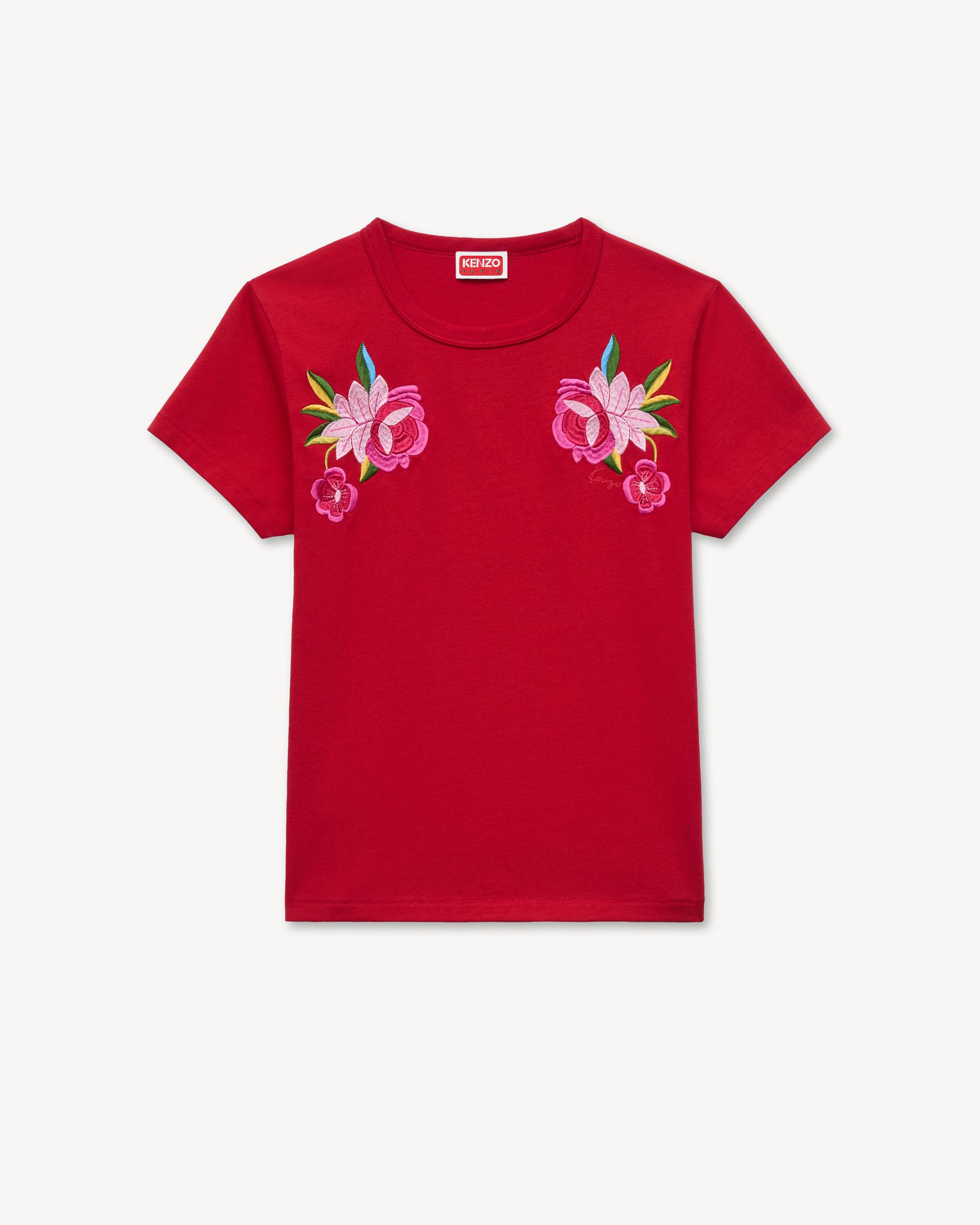 T-Shirt mit &bdquo;KENZO Wildflower&ldquo;-Stickerei in schmaler Passform aus Baumwolle