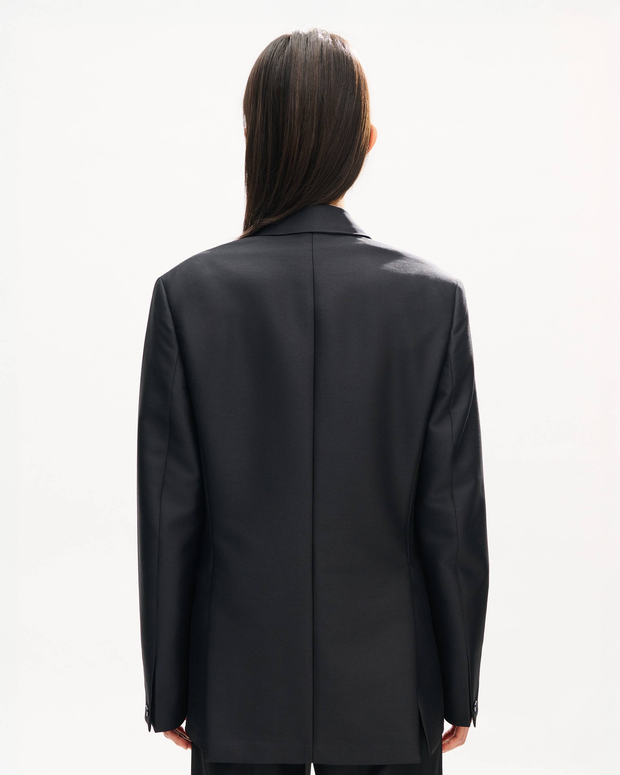 Peaked lapel blazer in virgin wool and silk
